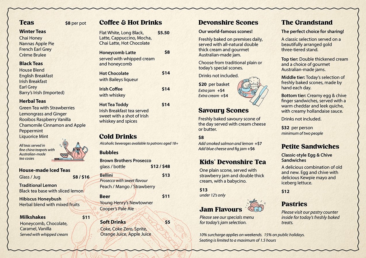 Tea Cosy Winter Menu 2026 - Food & Drinks