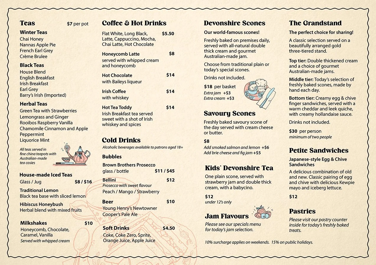 Tea Cosy Winter Menu - Food & Drinks
