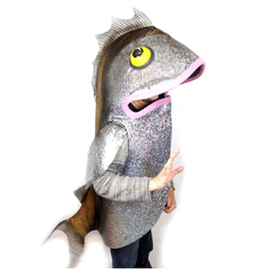 Picture from https://www.etsy.com/ie/listing/233544461/fish-costume-adult-size-handmade-eco , where one may purchase a beautiful, handmade fish costume. Apparently.