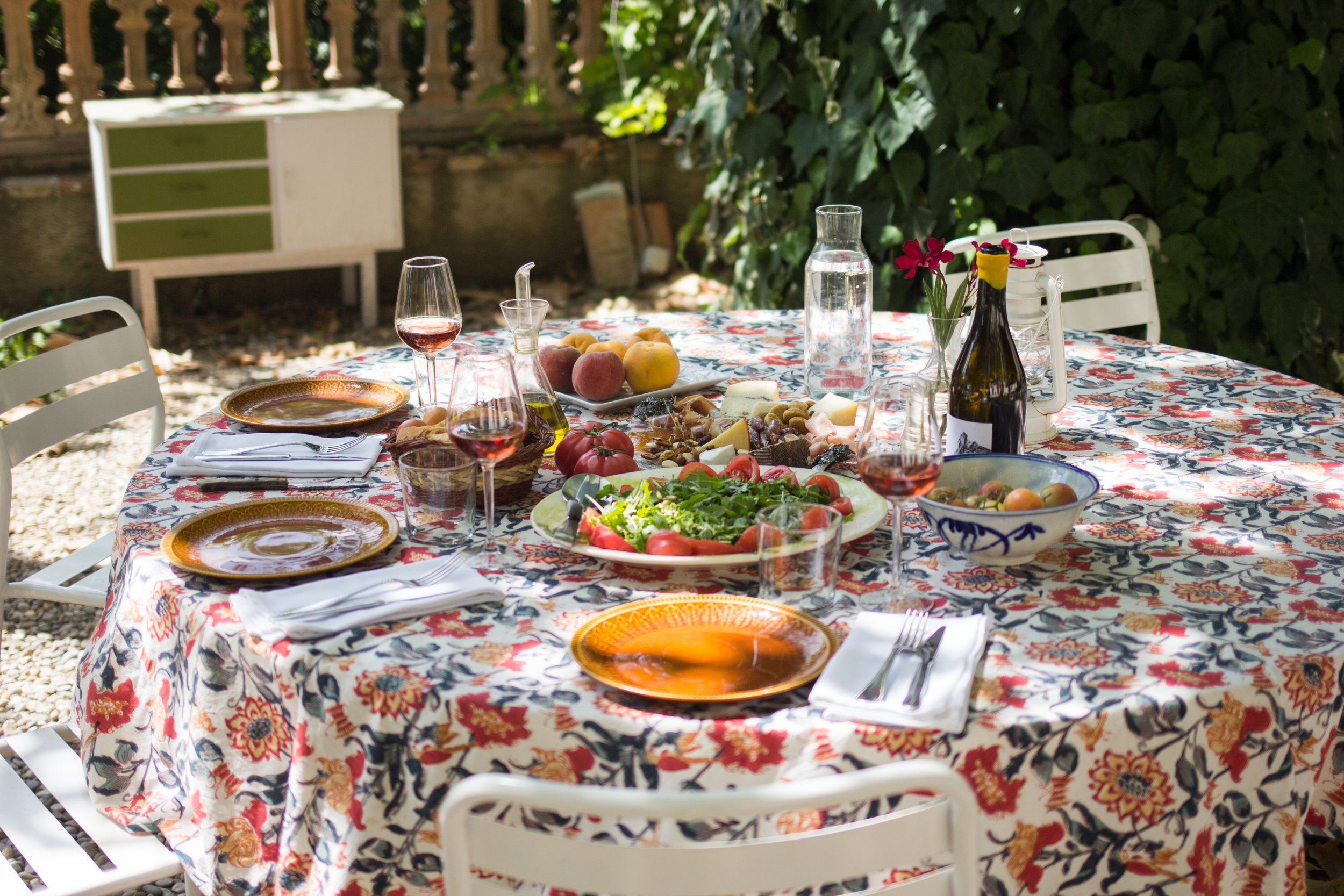 set table of locally sourced Catalan food made on demand
