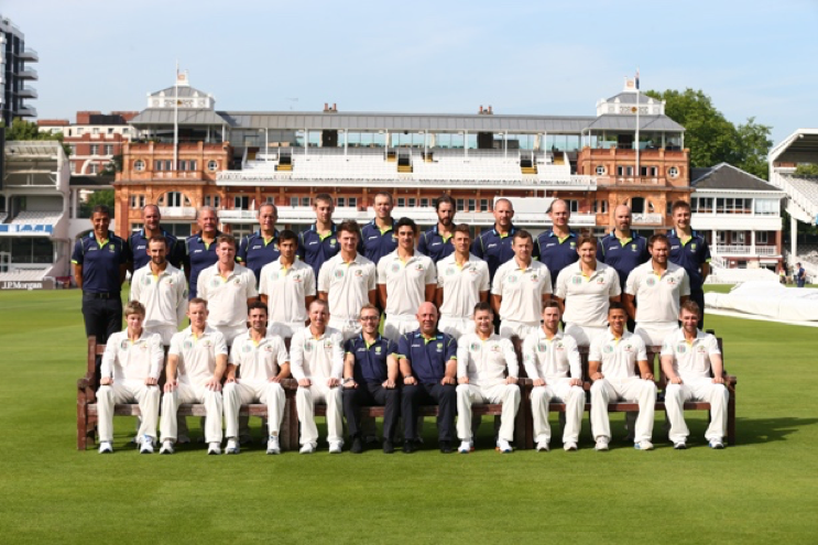 The full Ashes squad and support staff at Lords 2013