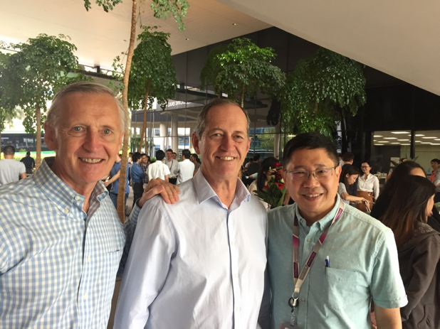 L to R: Professor Jim Best, Peter Brukner, Associate Professor Fabian Lim