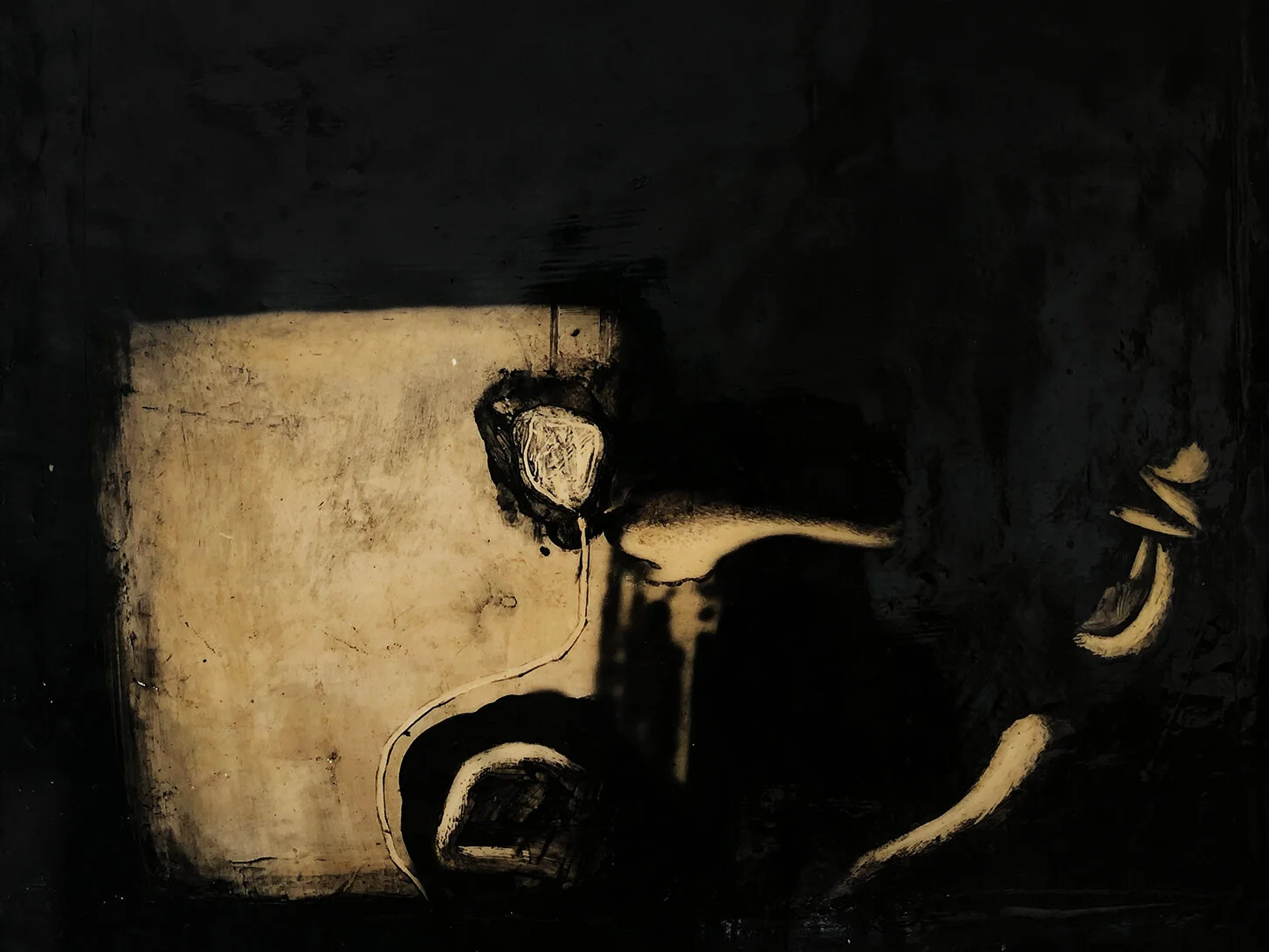 Virgilio Rospigliosi. Struttura paradossale (Archetipi Psichici Visivi). 1996©. Cm 35x40, acrilico e bitume su alluminio.jpg