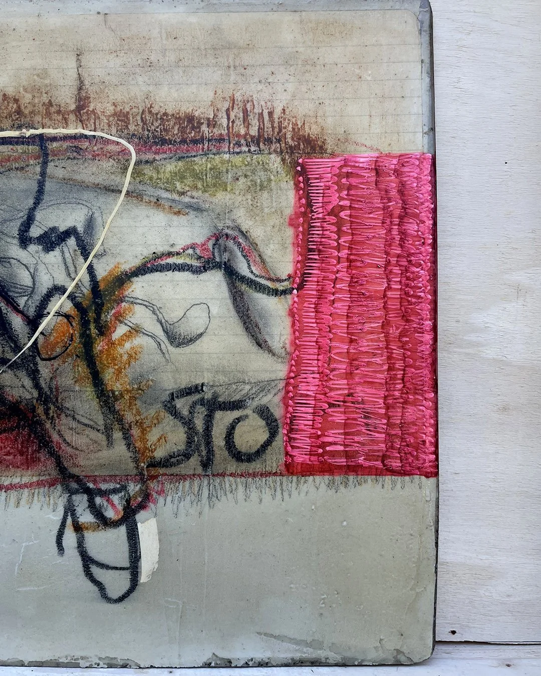 Virgilio Rospigliosi 1998-2011, studio anatomico. Cm50x40, cartone, carta, pastello, fotografia analogica, resina. 1.jpg