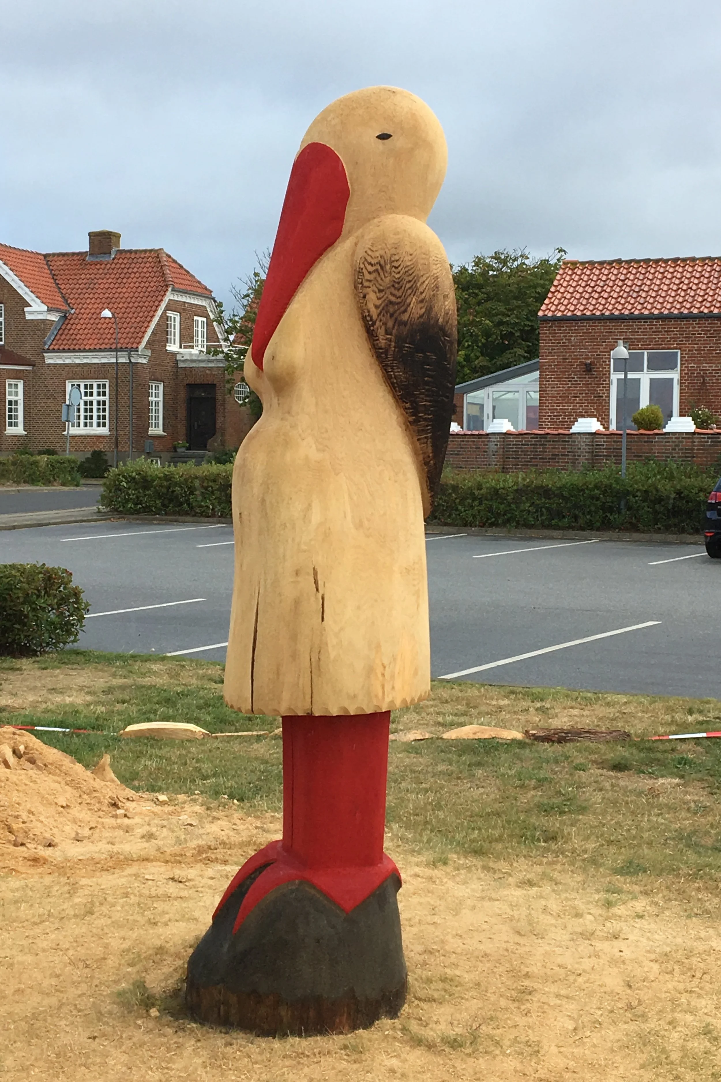 Danish Baby Bringer, 9 ft tall, wood, paint 2017 SOLD