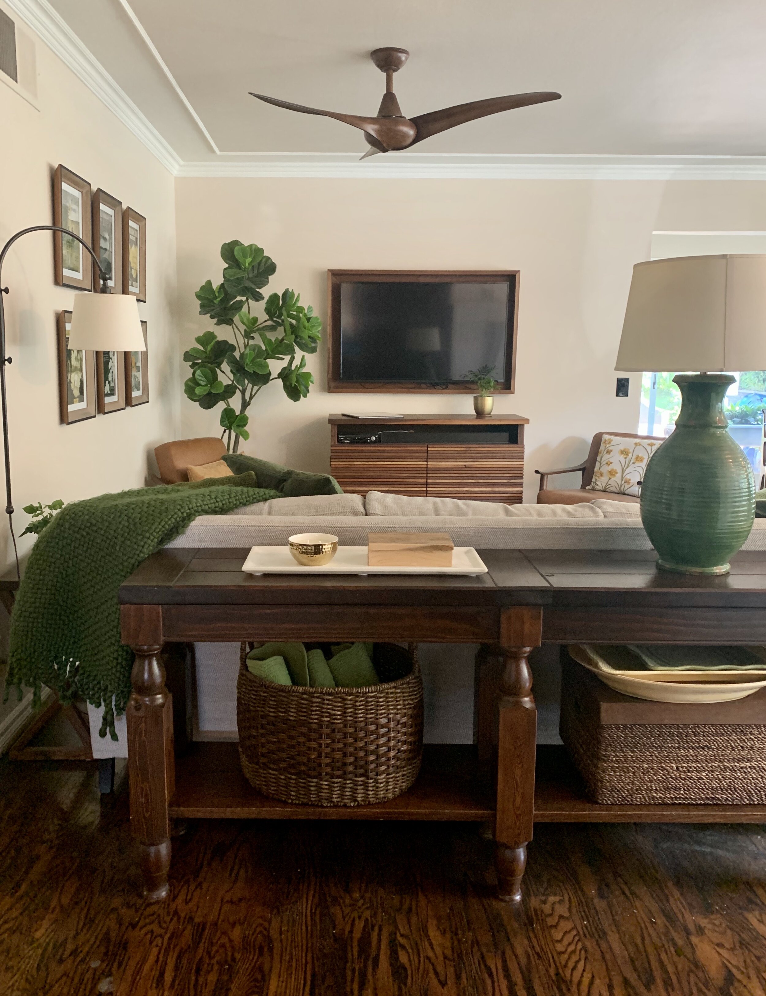 Douglas fir sofa back table