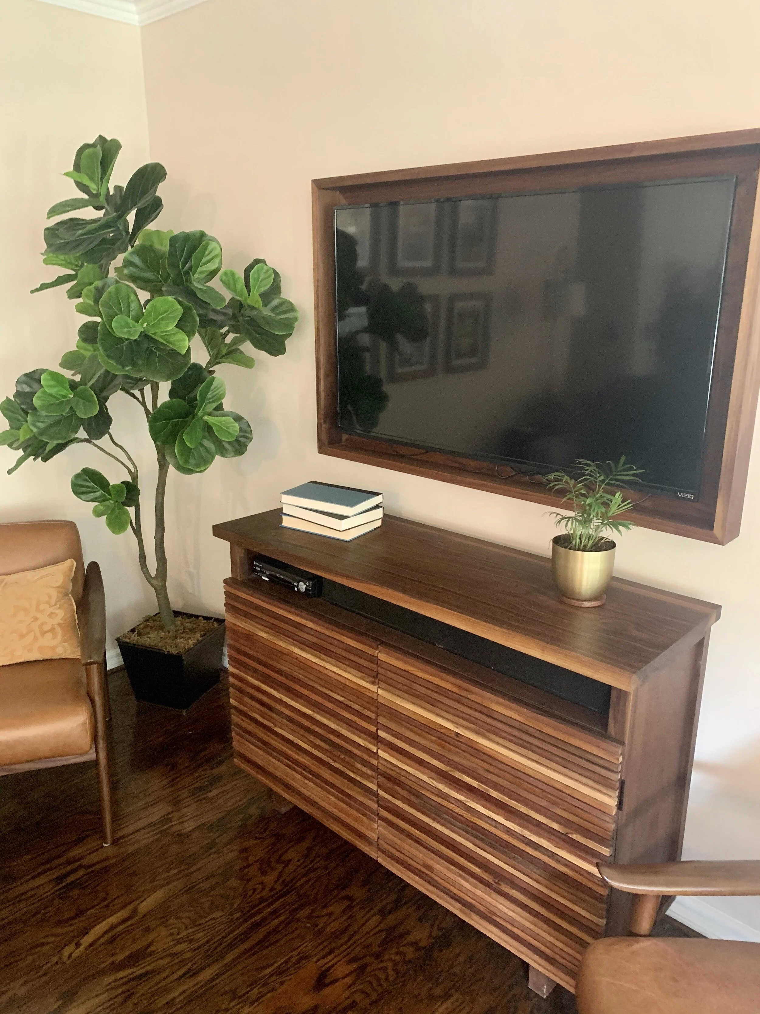 media console and TV frame