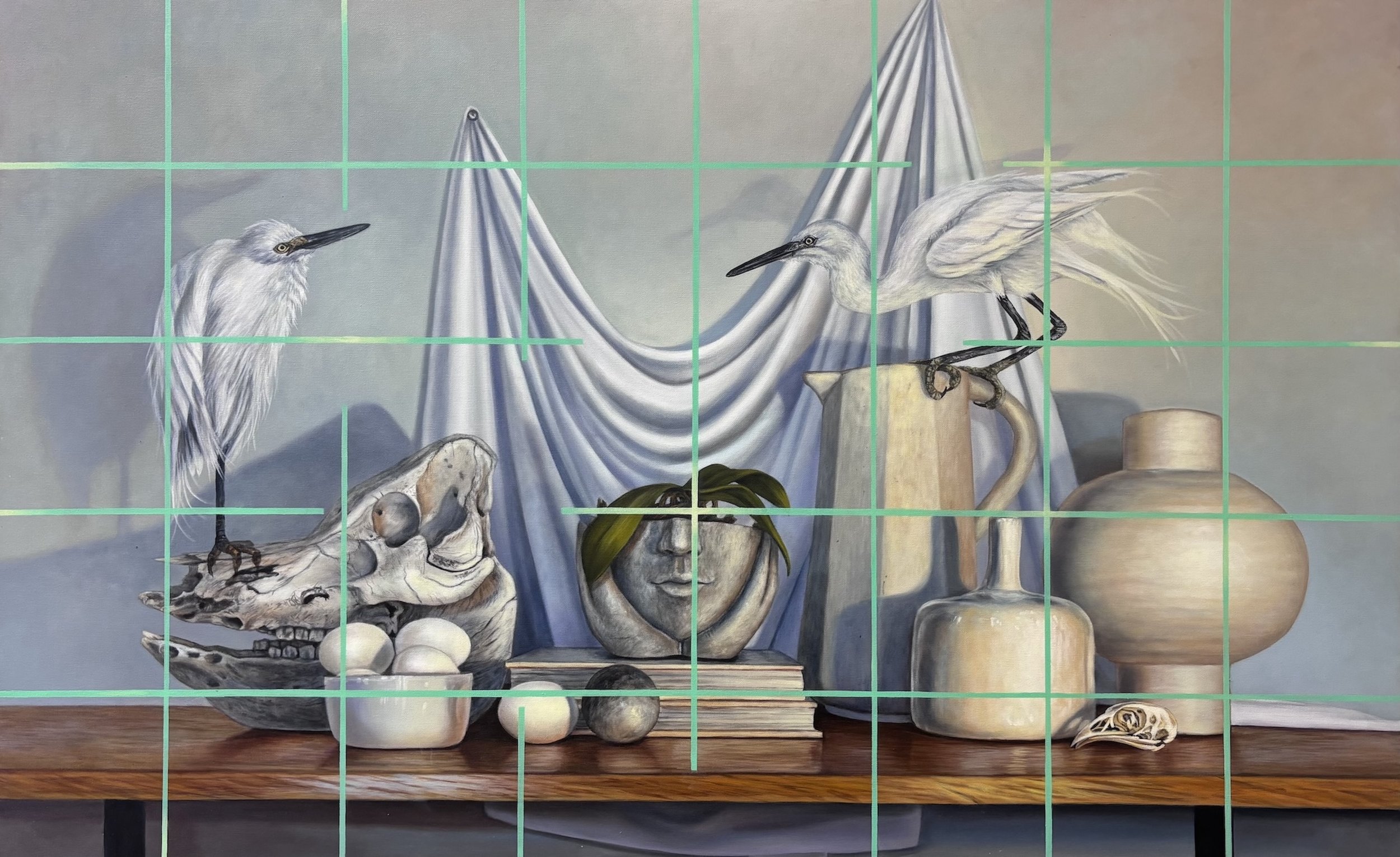 StillLifewithEgrets,Lachin,oiloncanvas,48x30,$7000.jpeg