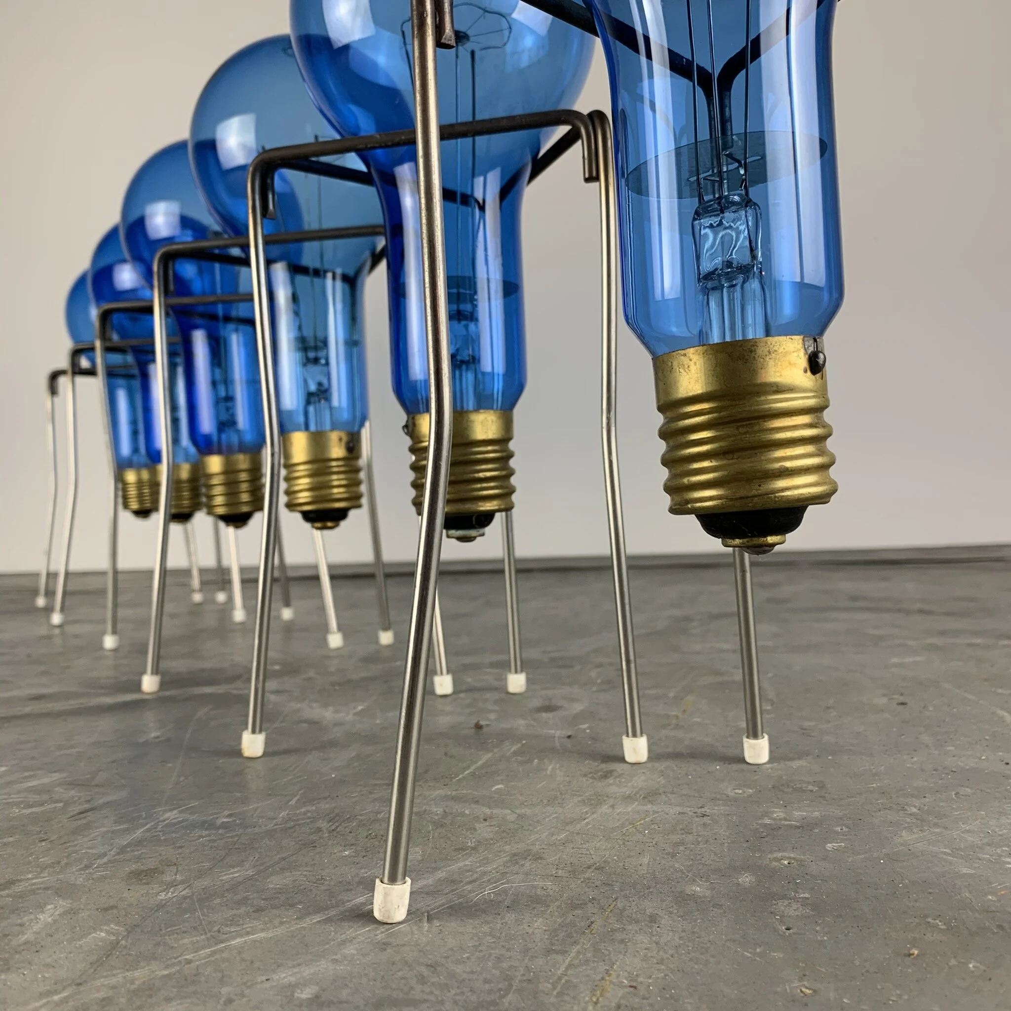Sculptural blue light bulbs