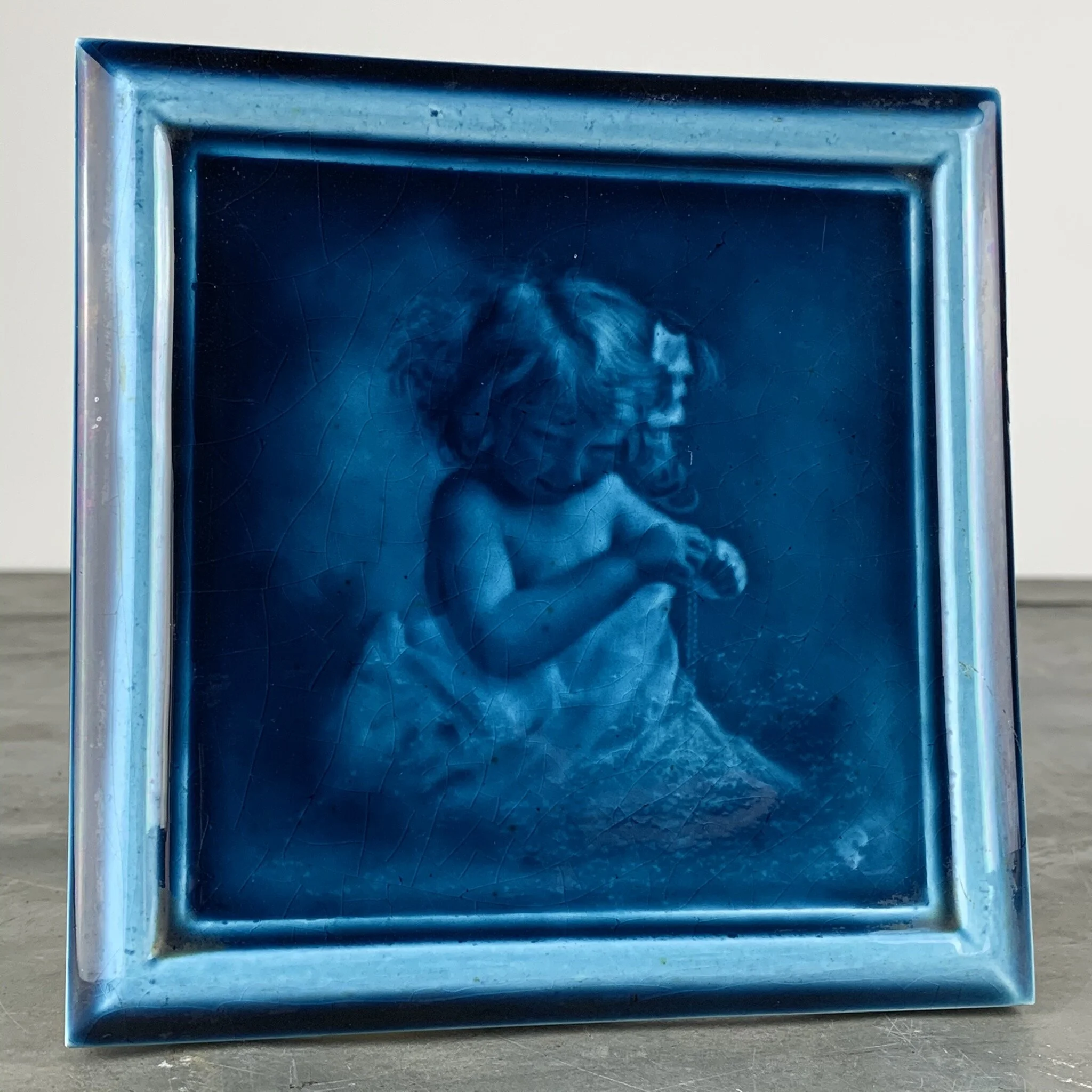 Burmantofts Faience Tile with little girl