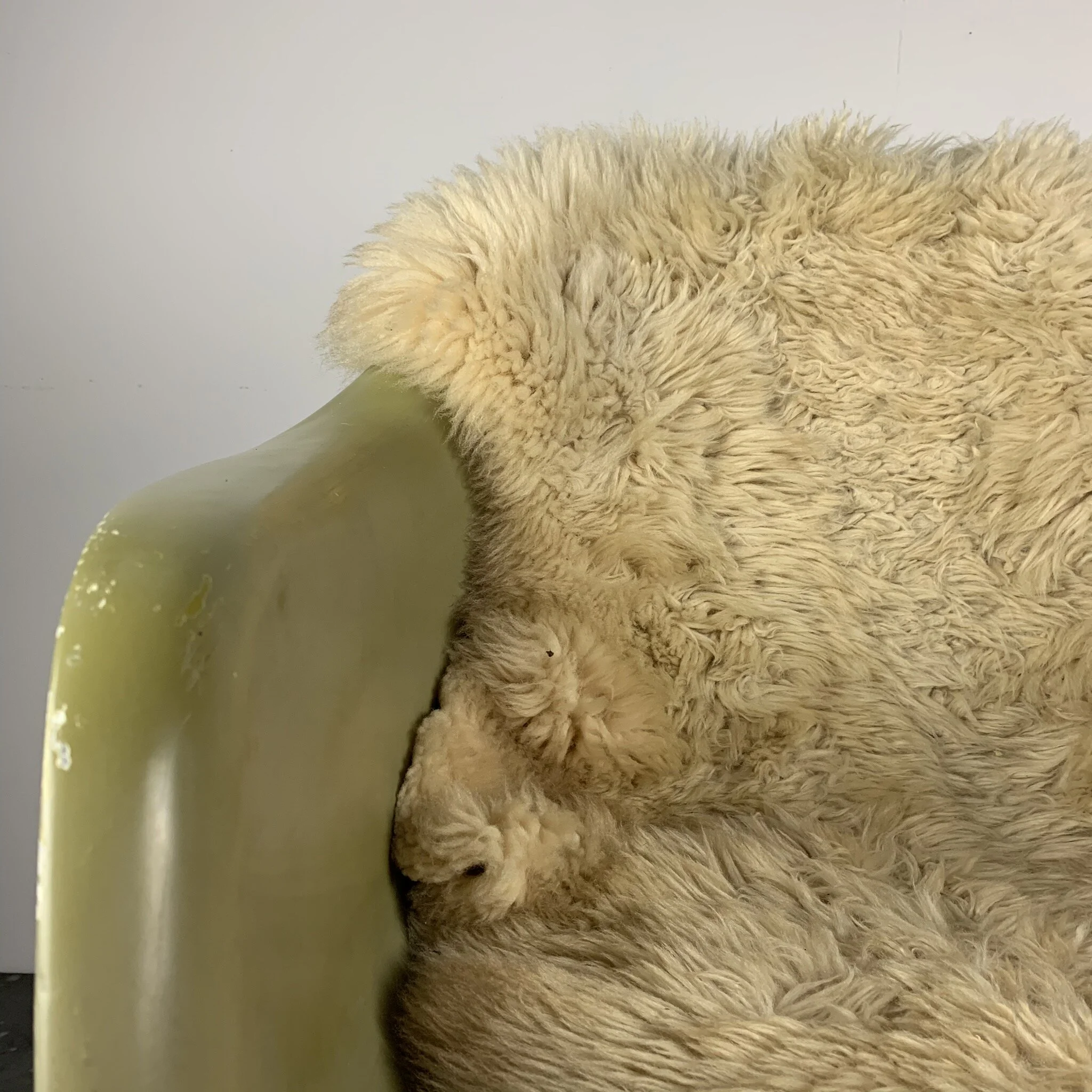 Charles Eames DAR chairs with sheepskins