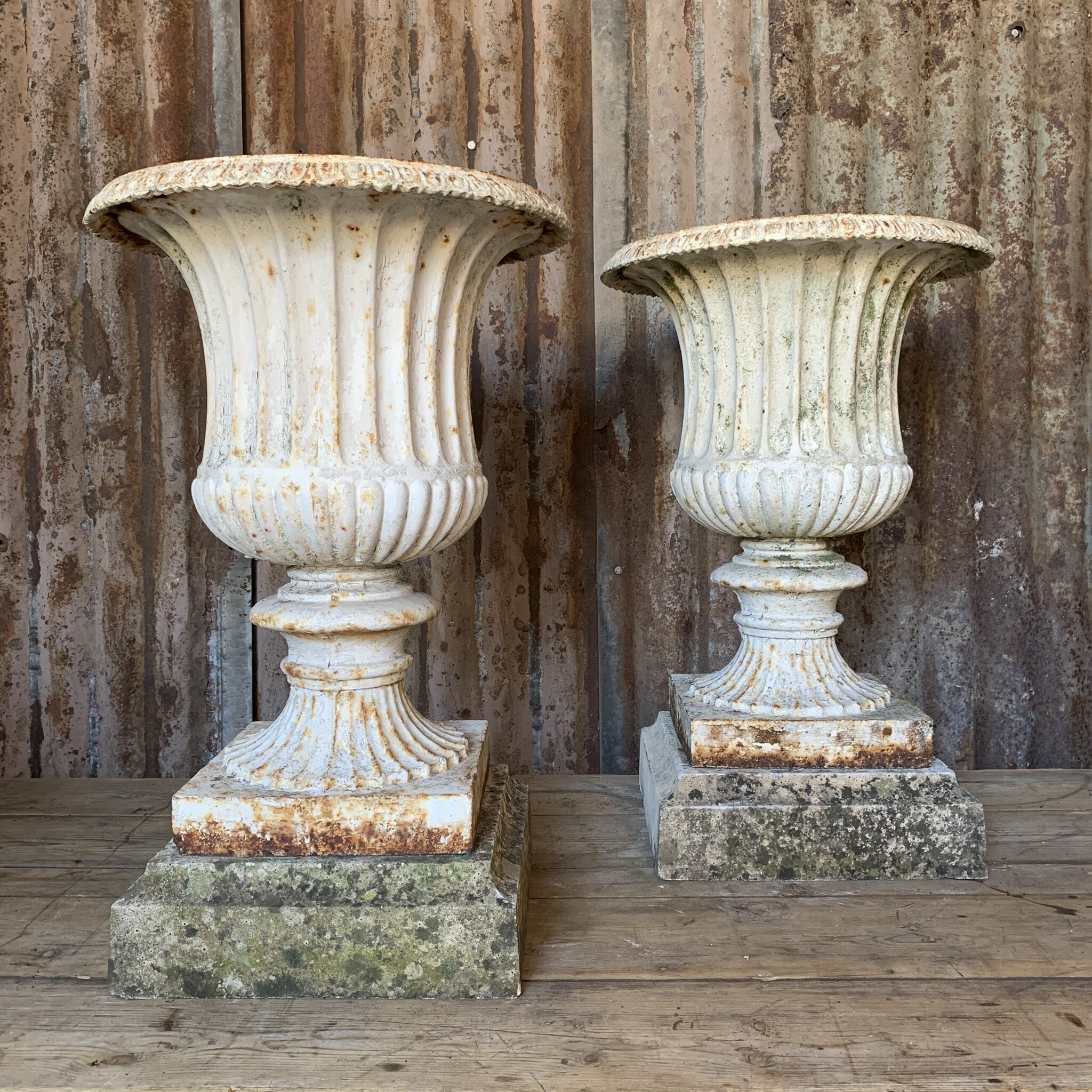 Pair of Large Classical English Garden Urns — Stag & Squire