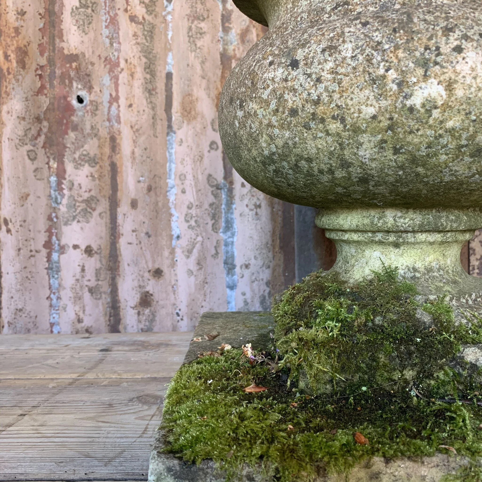 weathered garden urn
