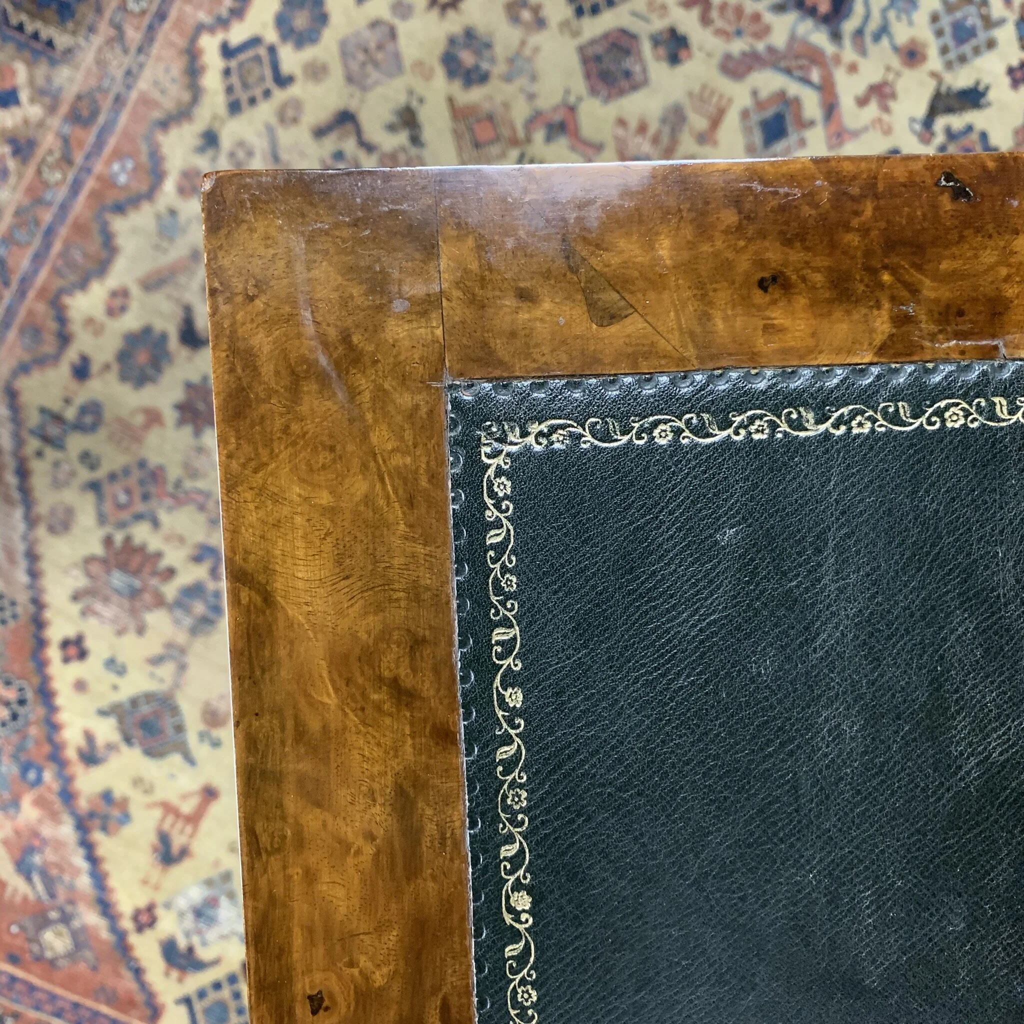 leather inset in bookcase writing slope