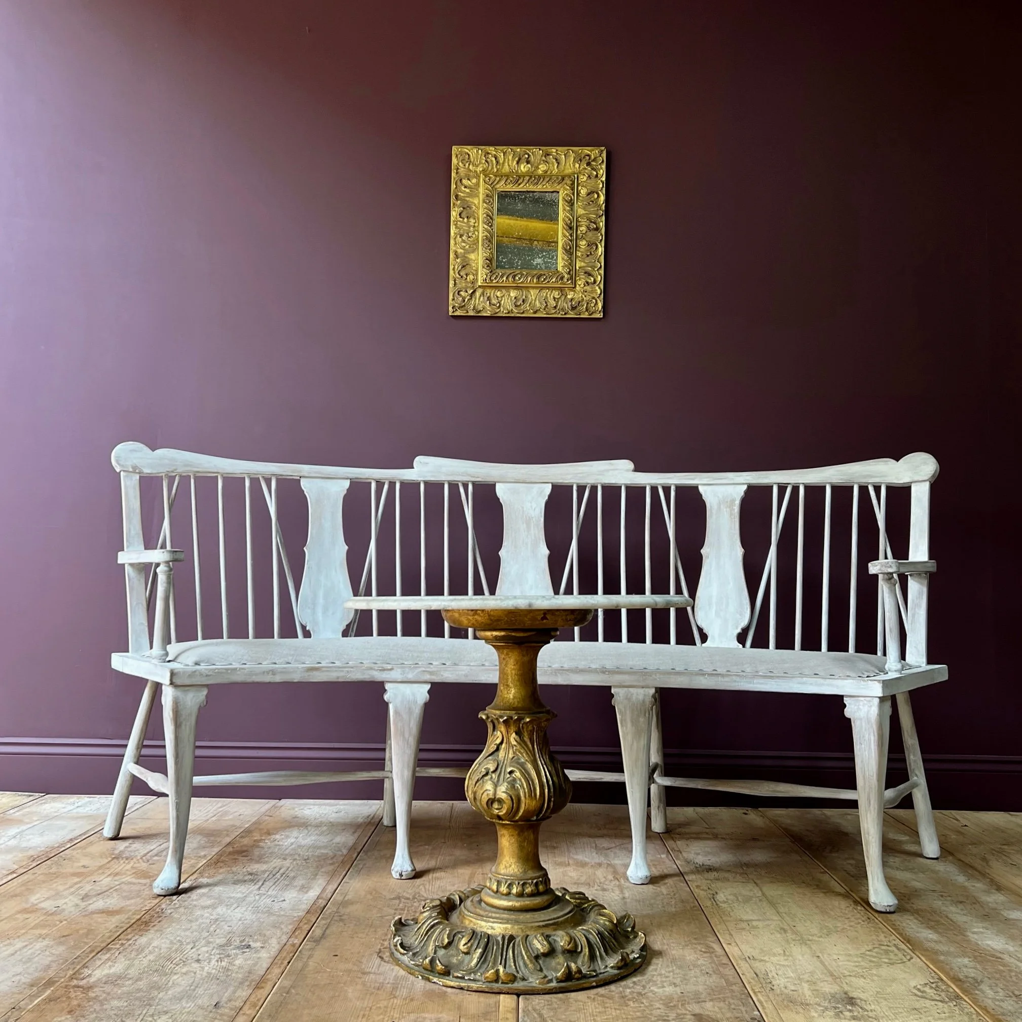 Large English Limed Bow Bench Seat