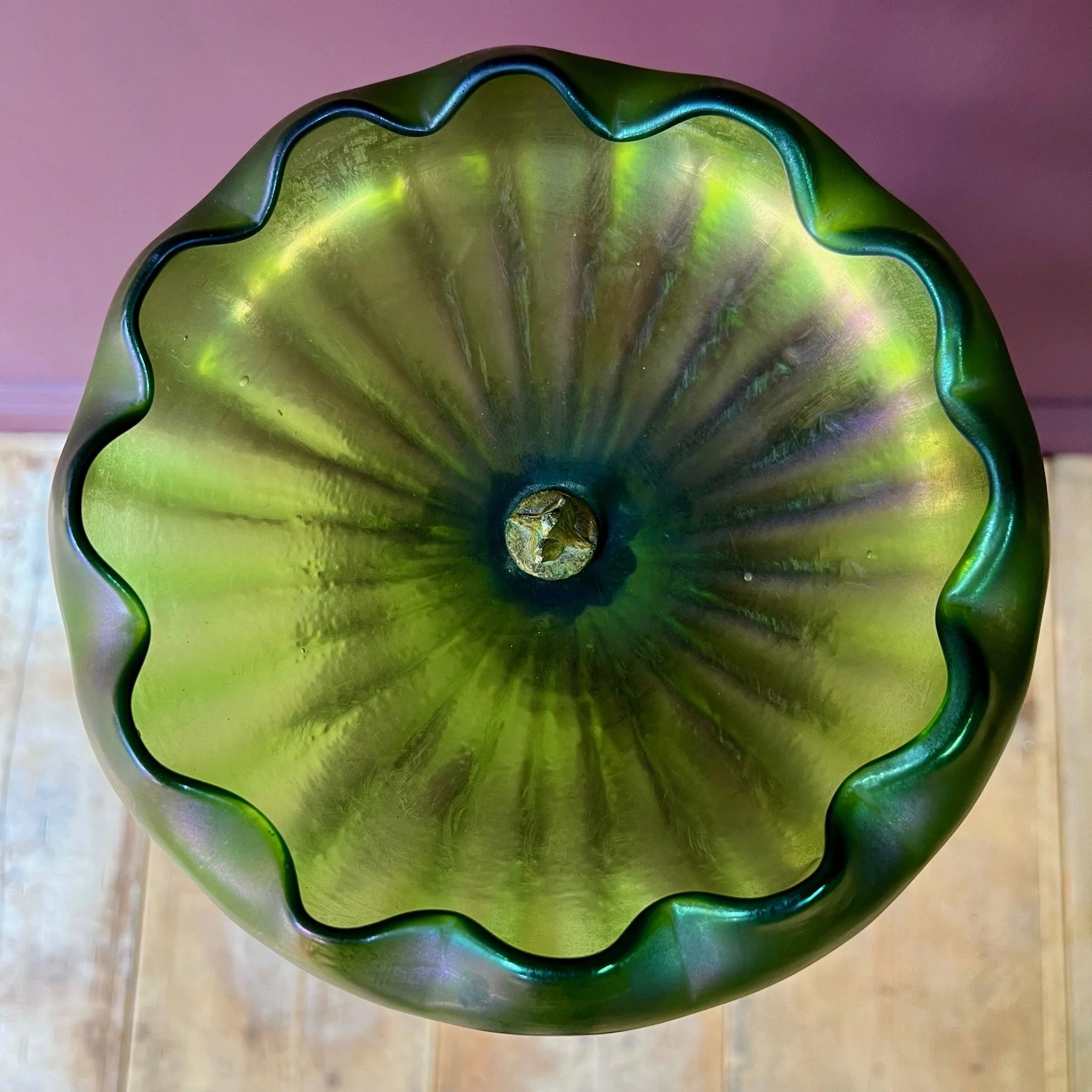 Wonderfully exuberant early 20th century Austrian, Loetz art nouveau centrepiece