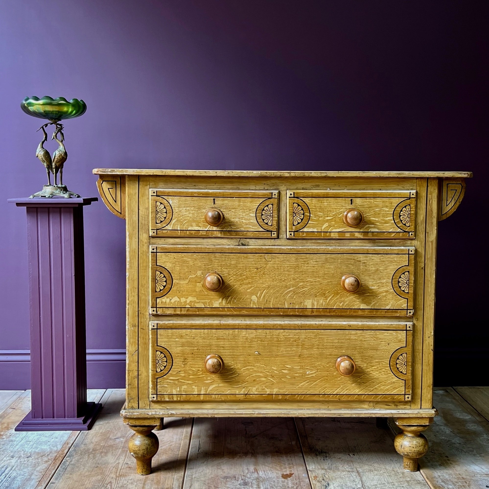Delightful and Petite Arts and Crafts 19th Century Chest of Drawers