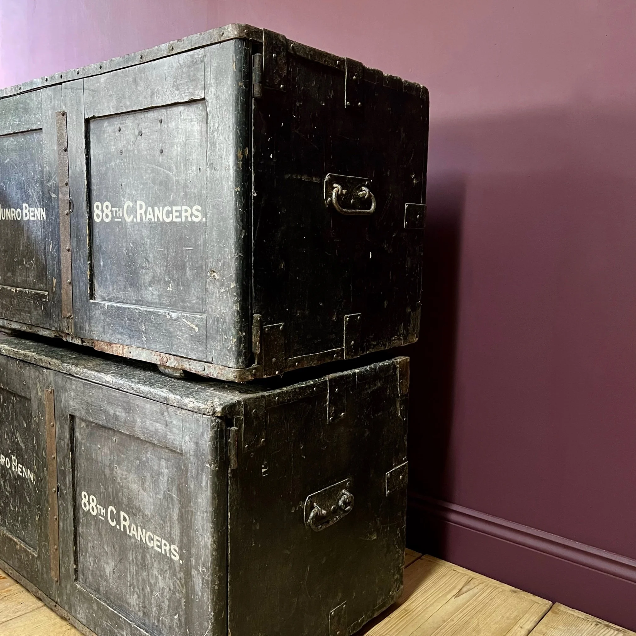Early 19th Century Secretaire Campaign Chest and original packing boxes