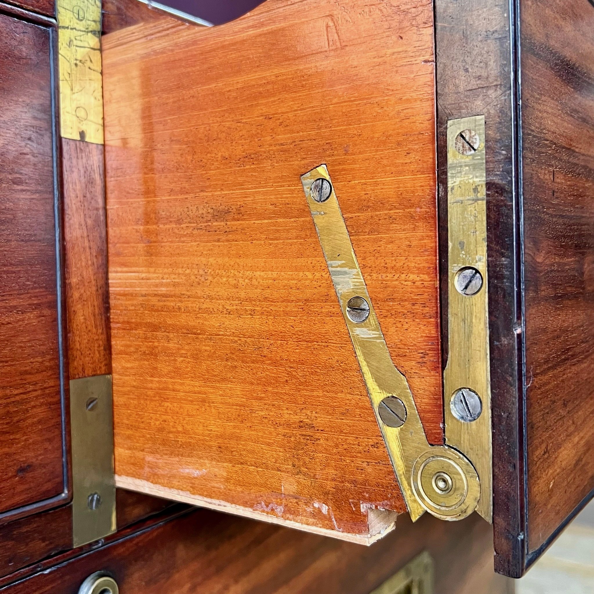 Extremely rare early 19th Century Secretaire Campaign Chest and original packing boxes, probably by reputed London maker William Day