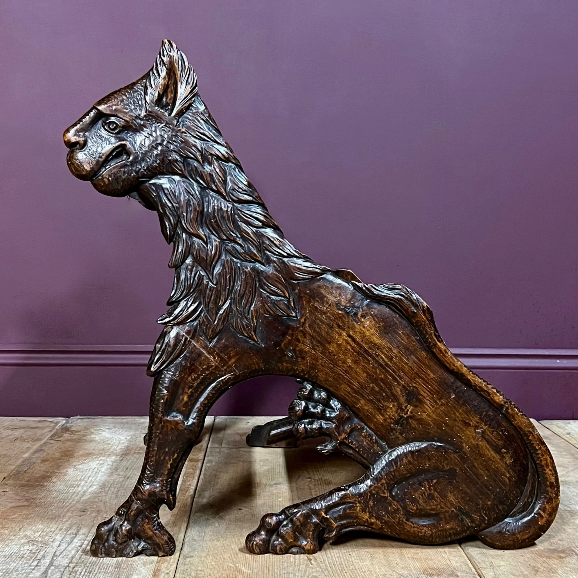 Exceptionally rare and impressive 18th Century Library steps in the form of a pair of sitting lions.