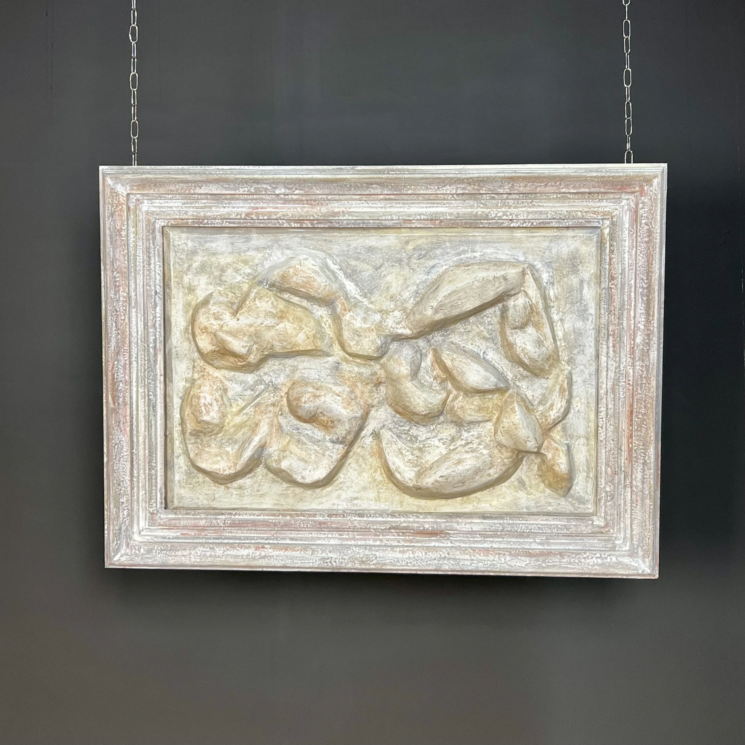 Kim James original framed plaster panel of Adam and Eve