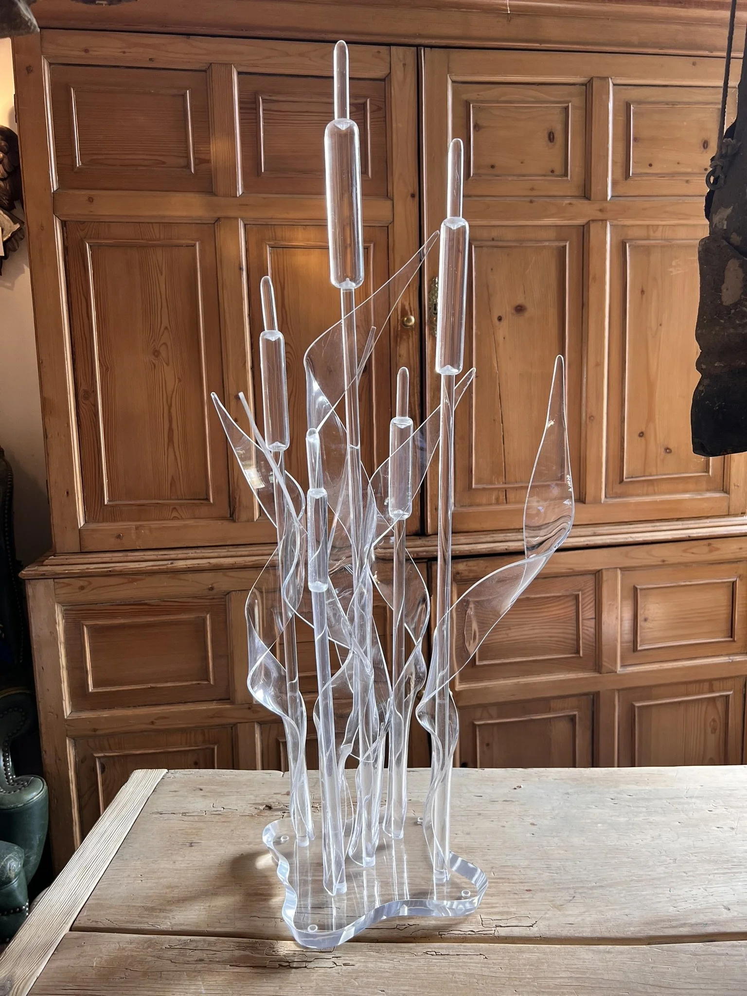Mid 20th Century Acrylic Bull Rush Sculpture