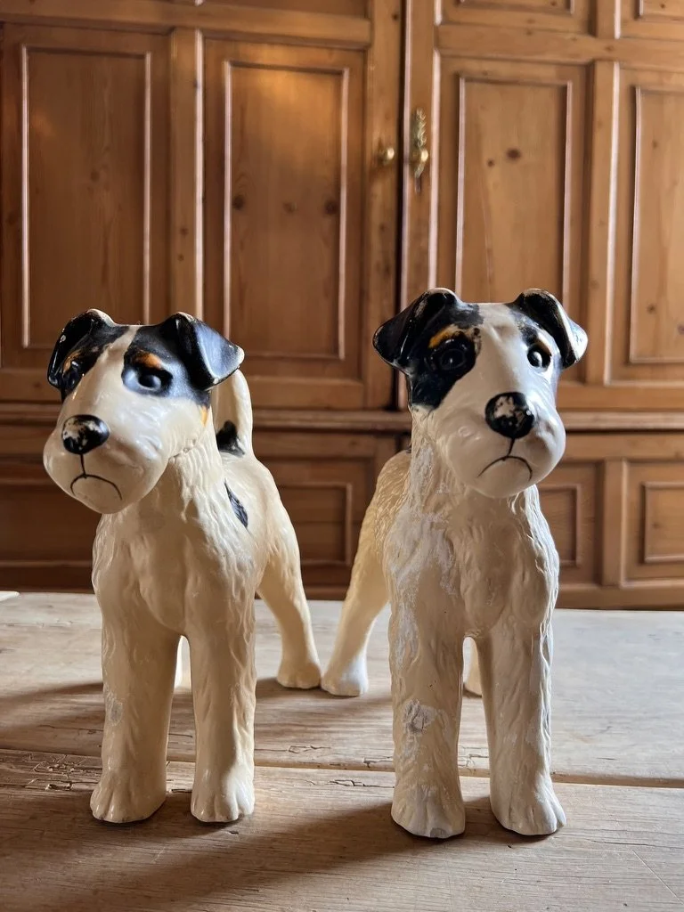 1960's Plaster Fox Terrier Dogs