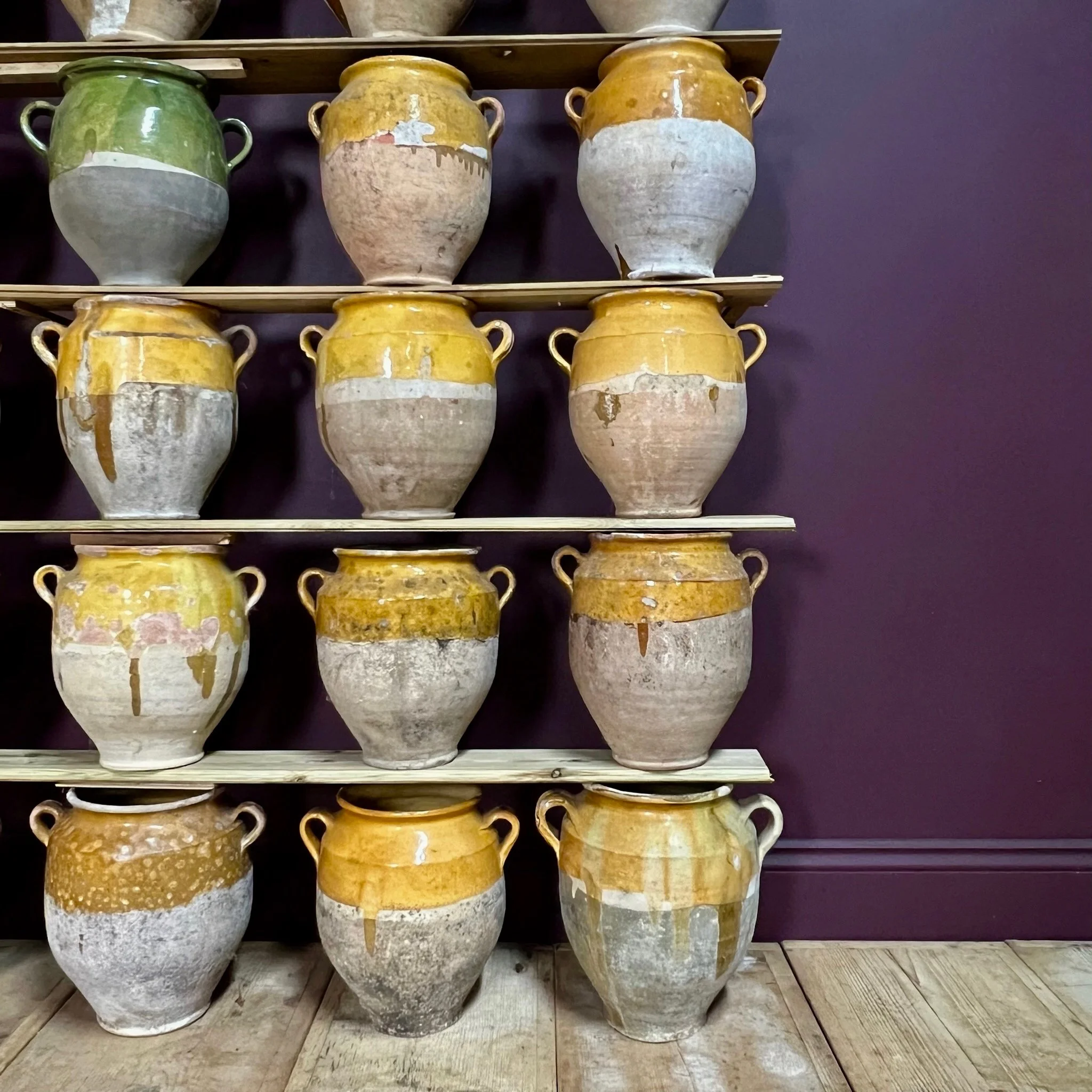 Beautiful mustard yellow french confit pots