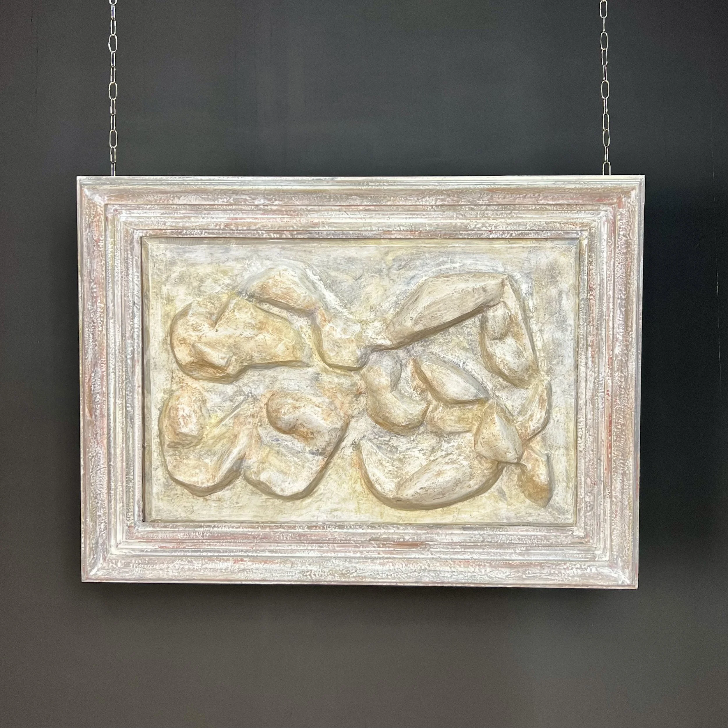 Kim James original framed plaster panel of Adam and Eve