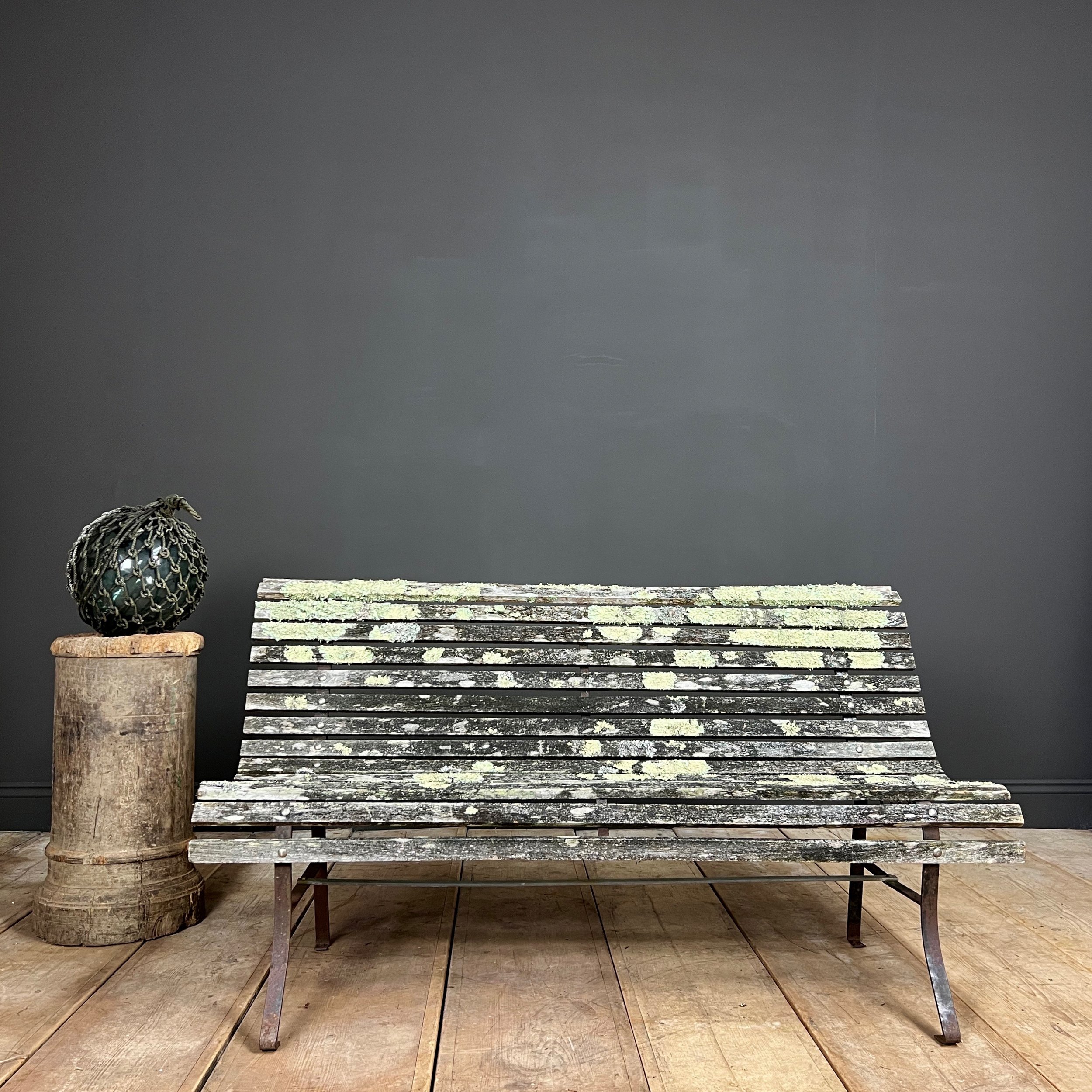 Lichen Encrusted Edwardian Garden Bench
