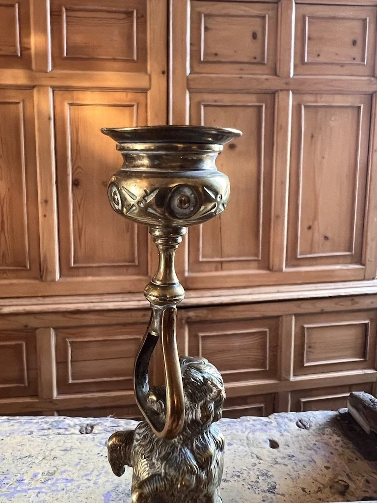 Pair of 19th Century Standing Dog Candlesticks