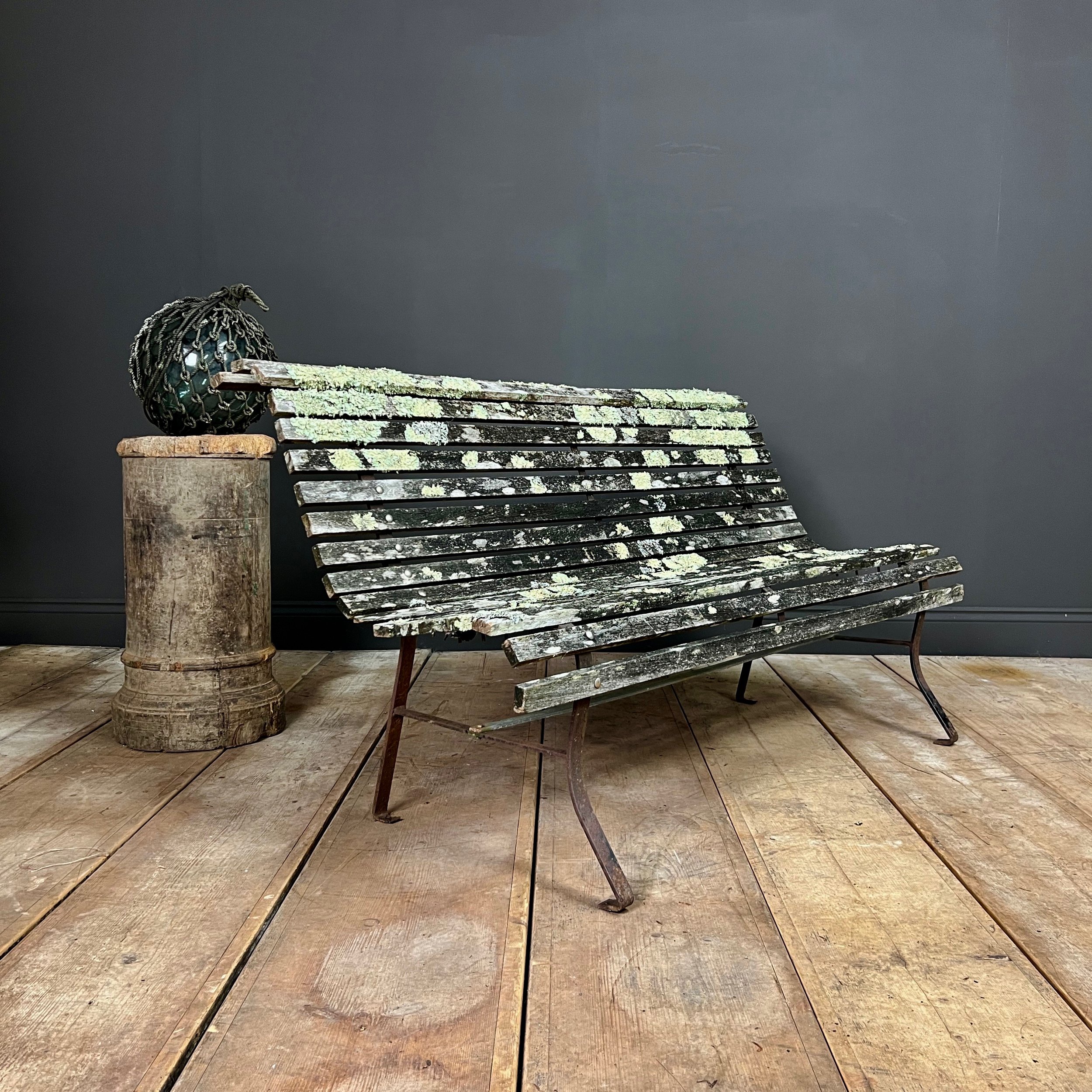 Lichen Encrusted Edwardian Garden Bench