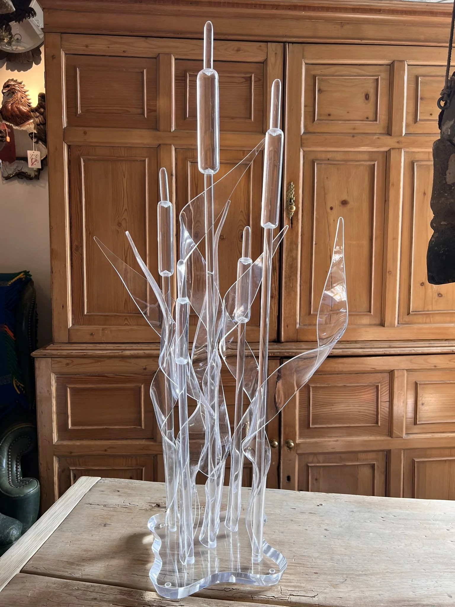 Mid 20th Century Acrylic Bull Rush Sculpture