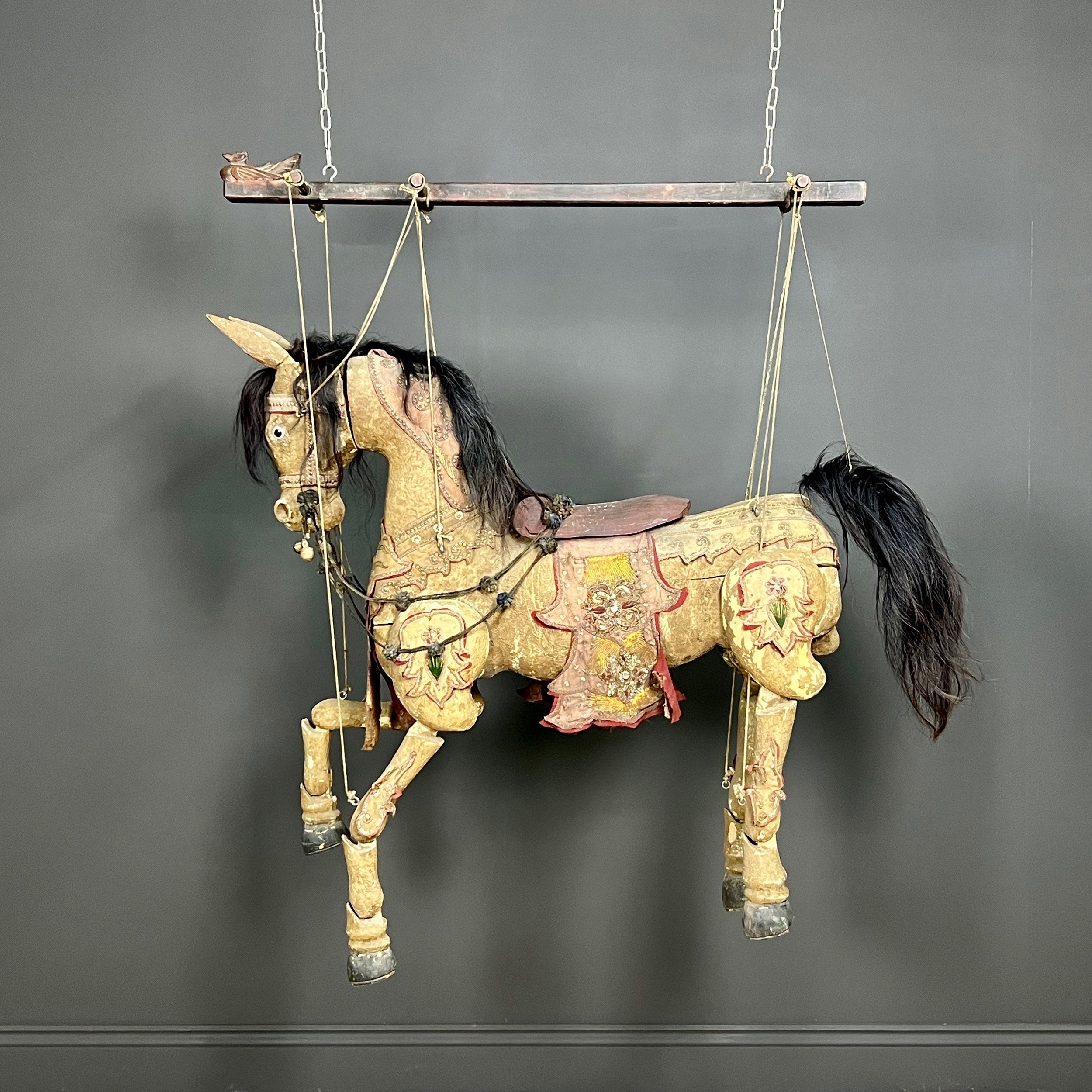 Large Antique Articulated Burmese Horse Puppet