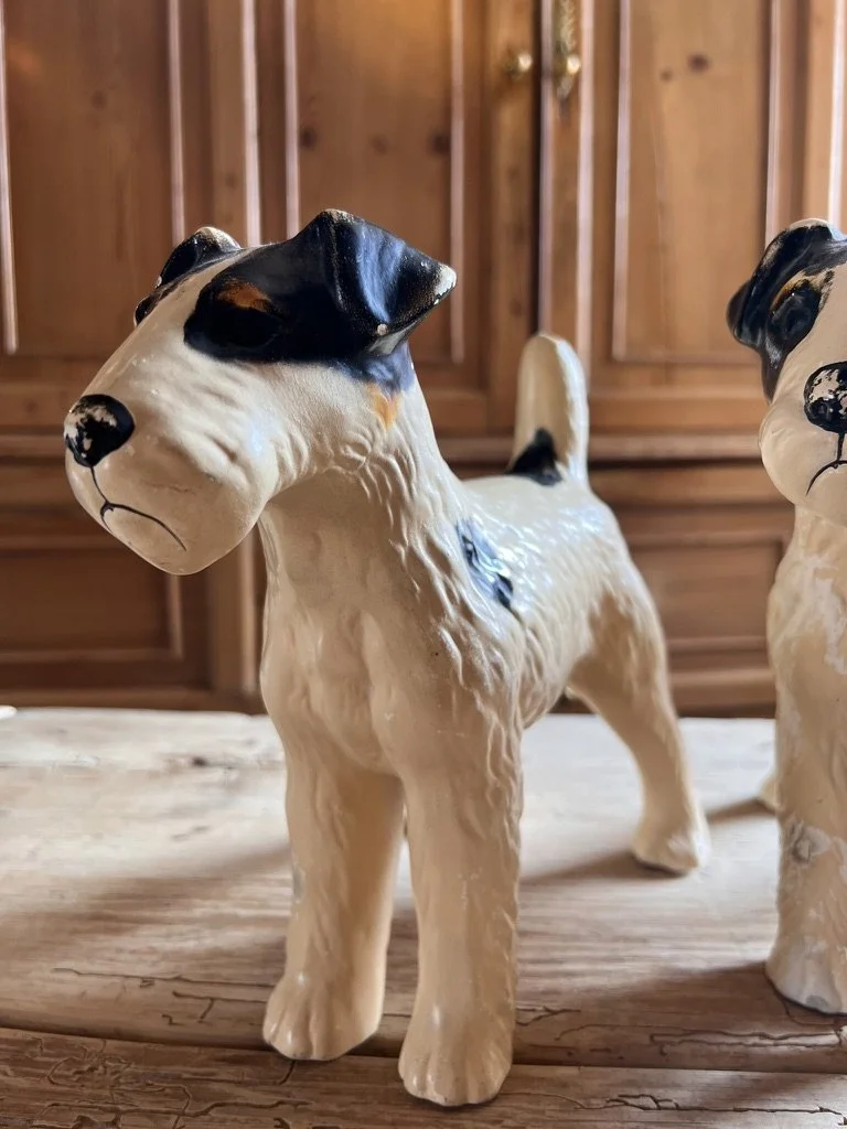 1960's Plaster Fox Terrier Dogs