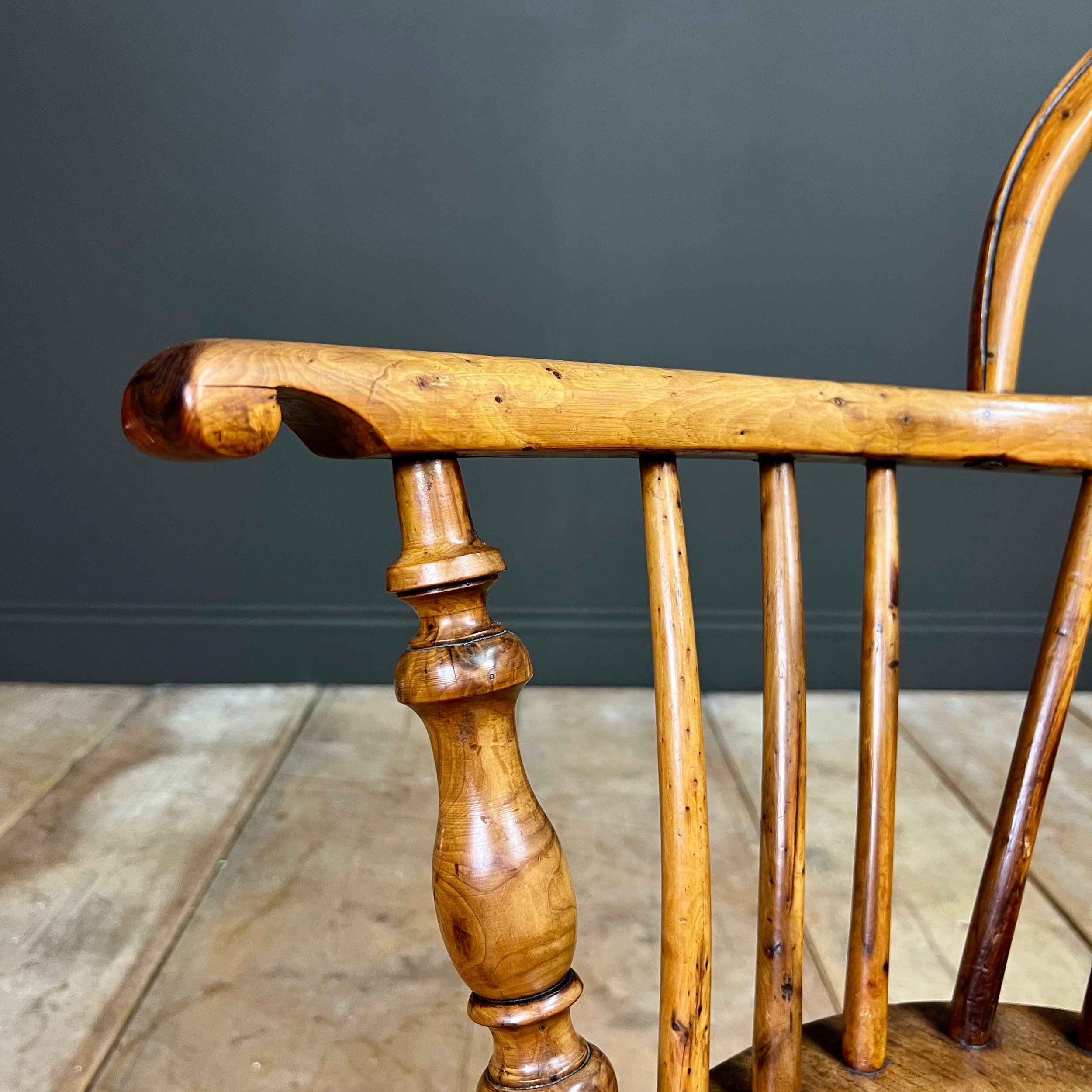 19th Century Yew Windsor Chair wit crinoline stretcher