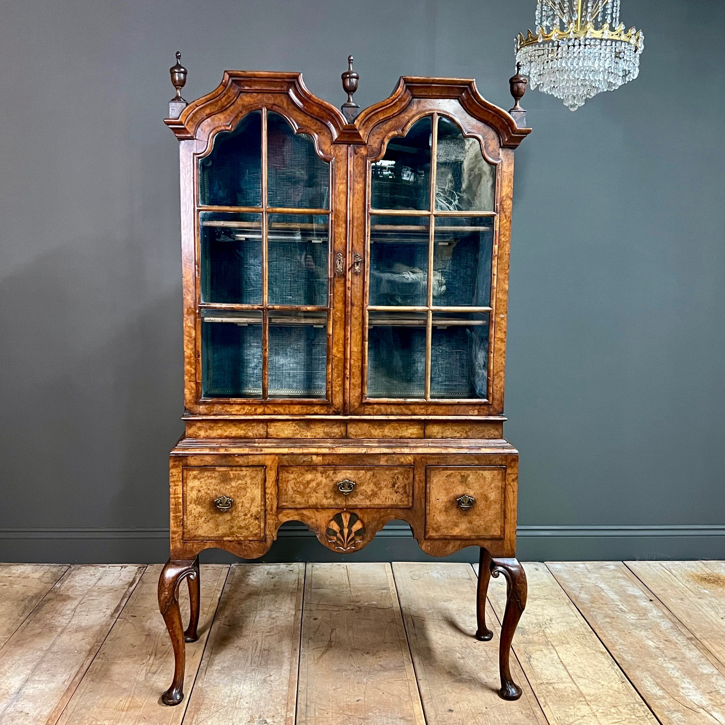 Queen Anne Walnut Cabinet on Stand