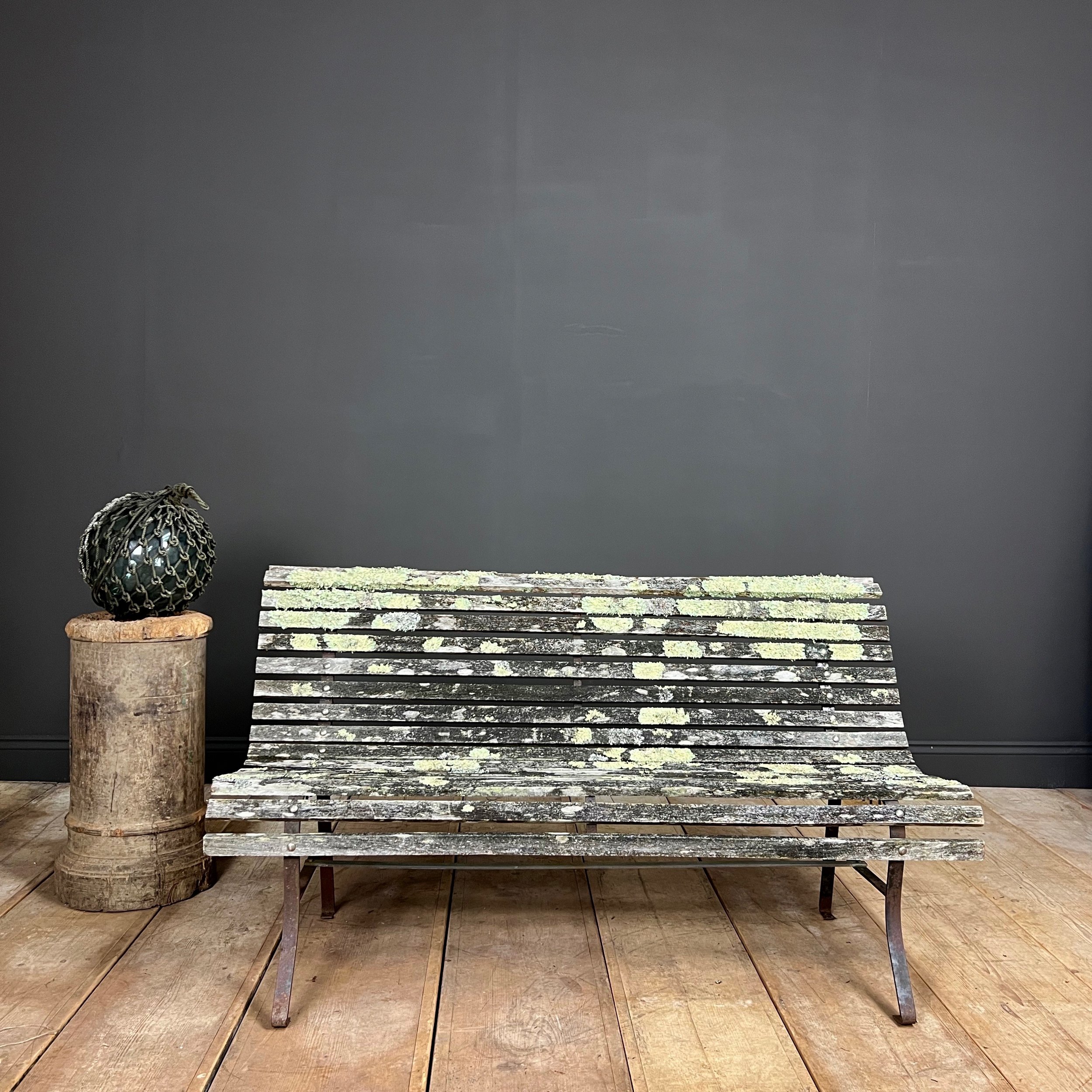 Lichen Encrusted Edwardian Garden Bench