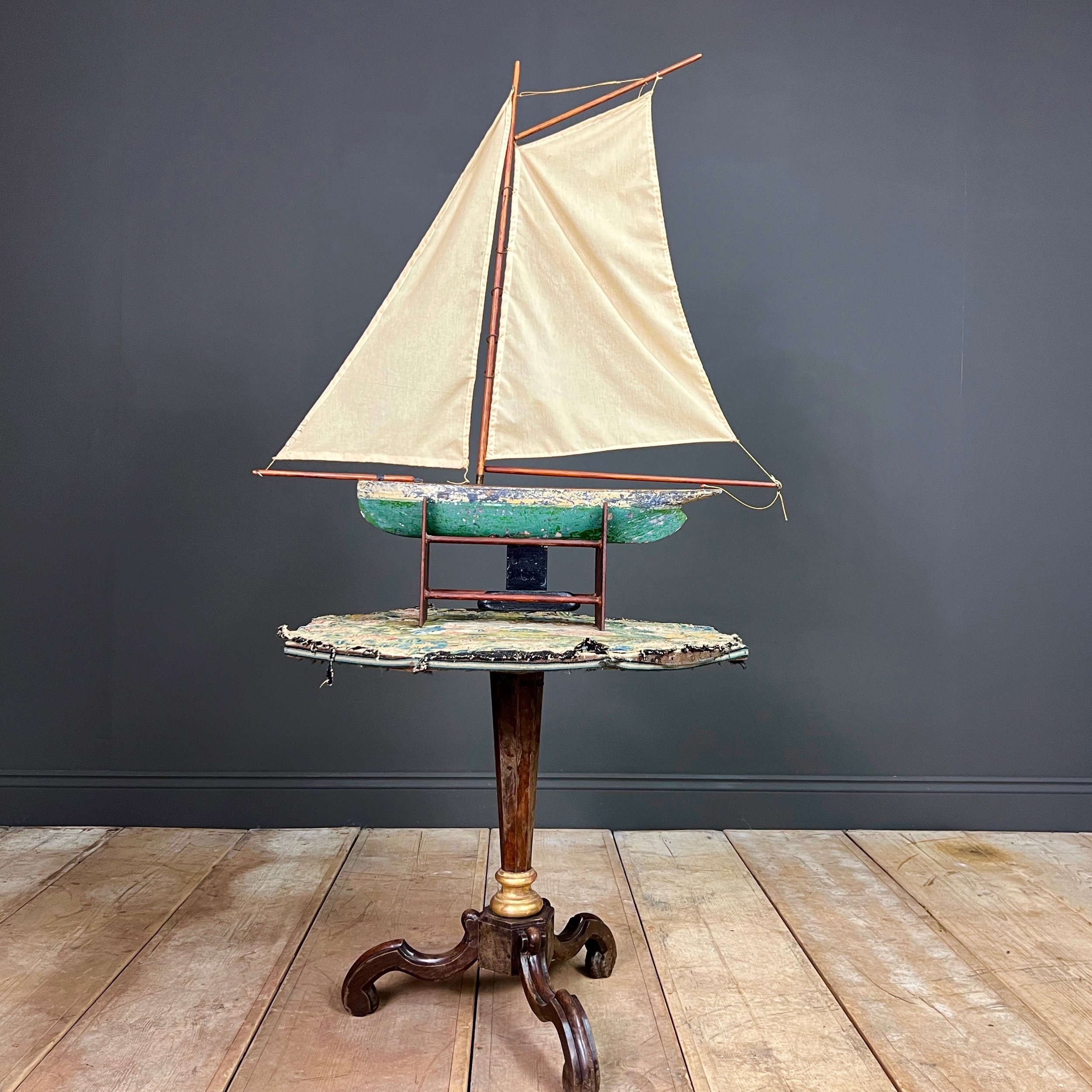 Edwardian pond yacht of good scale with a lovely “chippy” patina