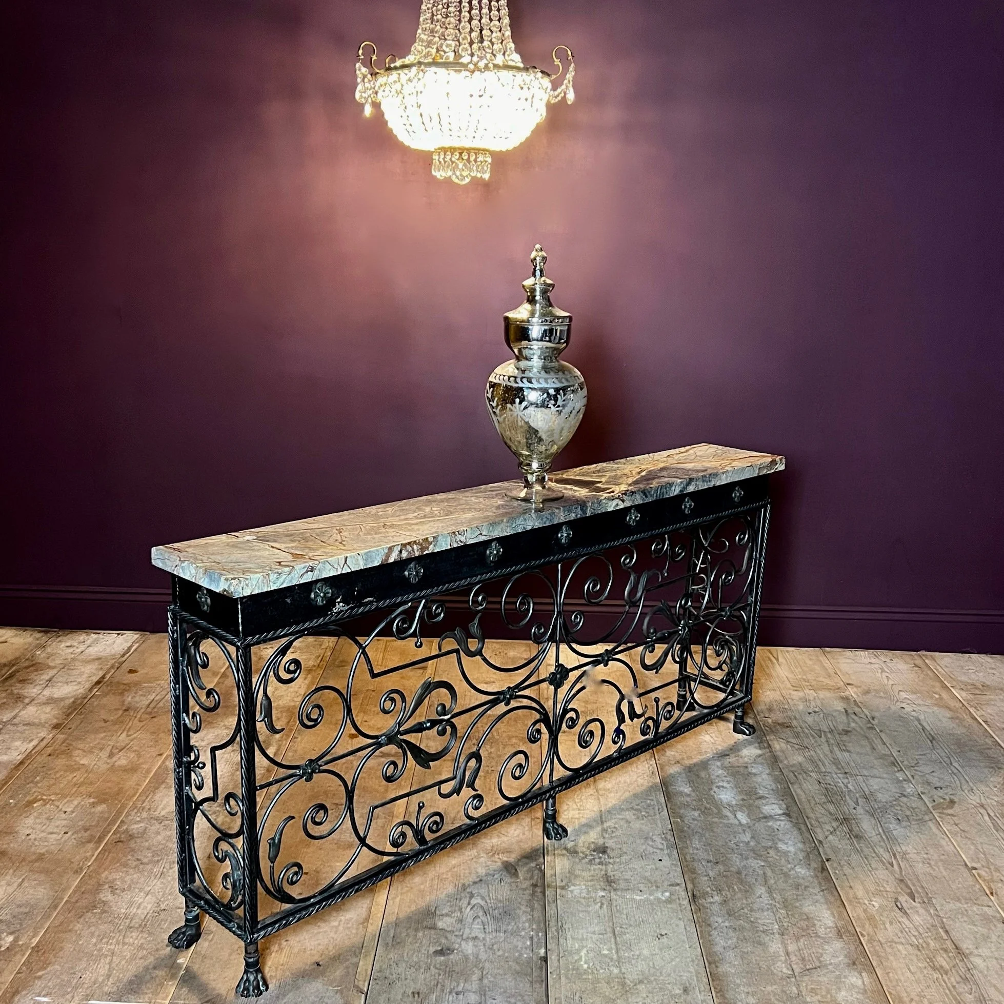 Large partially mirrored glass decorative urn