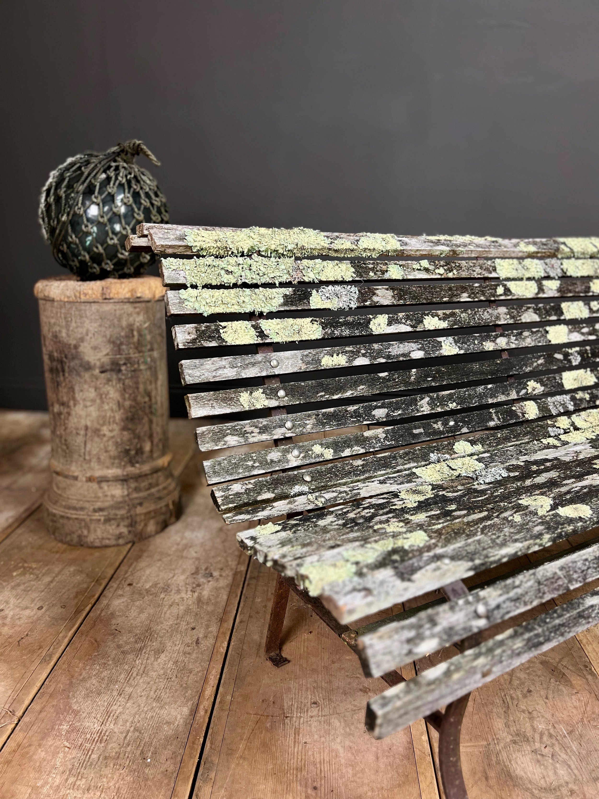 Lichen Encrusted Edwardian Garden Bench