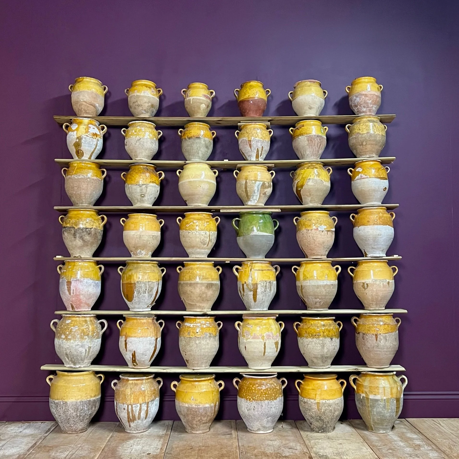 Beautiful mustard yellow french confit pots