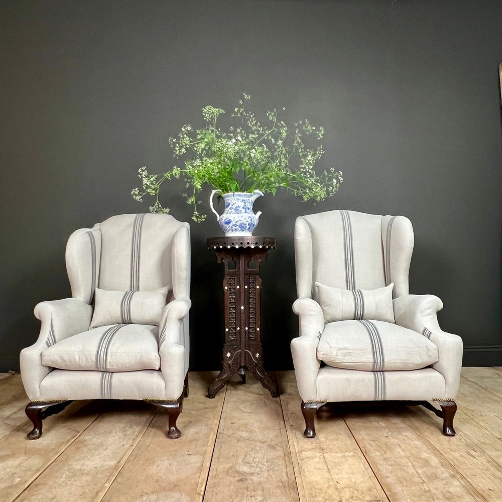 Country Style Wingback Chairs Fine Pair Of English Country House