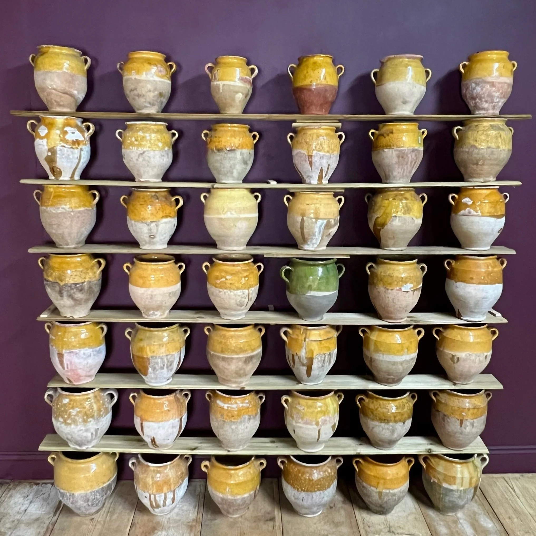 Beautiful mustard yellow french confit pots