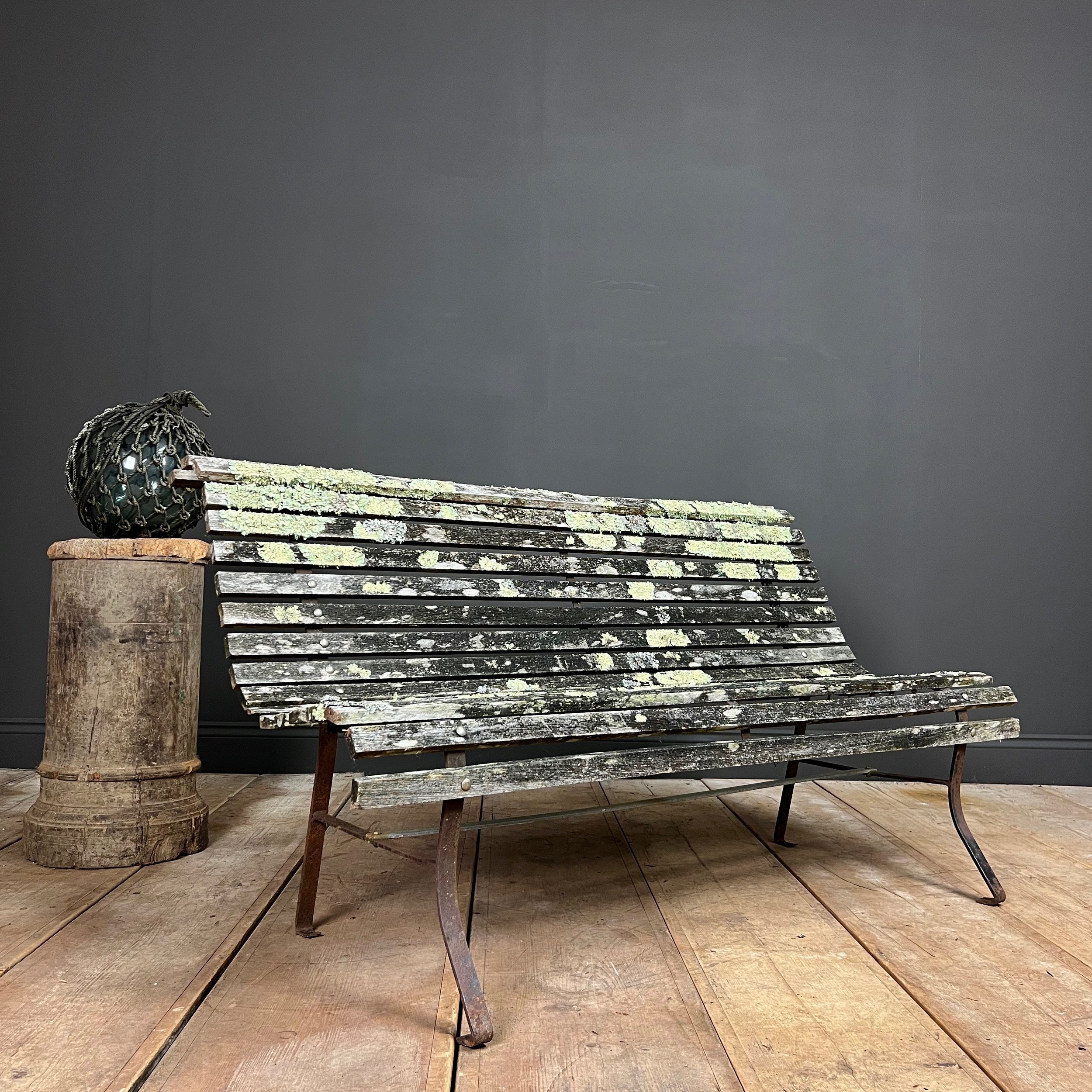 Lichen Encrusted Edwardian Garden Bench