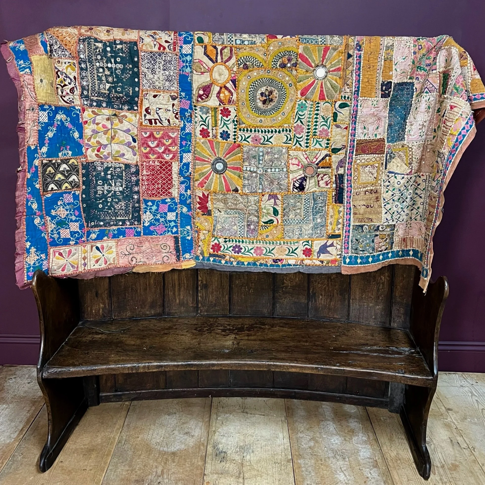 Rare hand embroidered and mirrored 19th Century wall hanging from Rajasthan