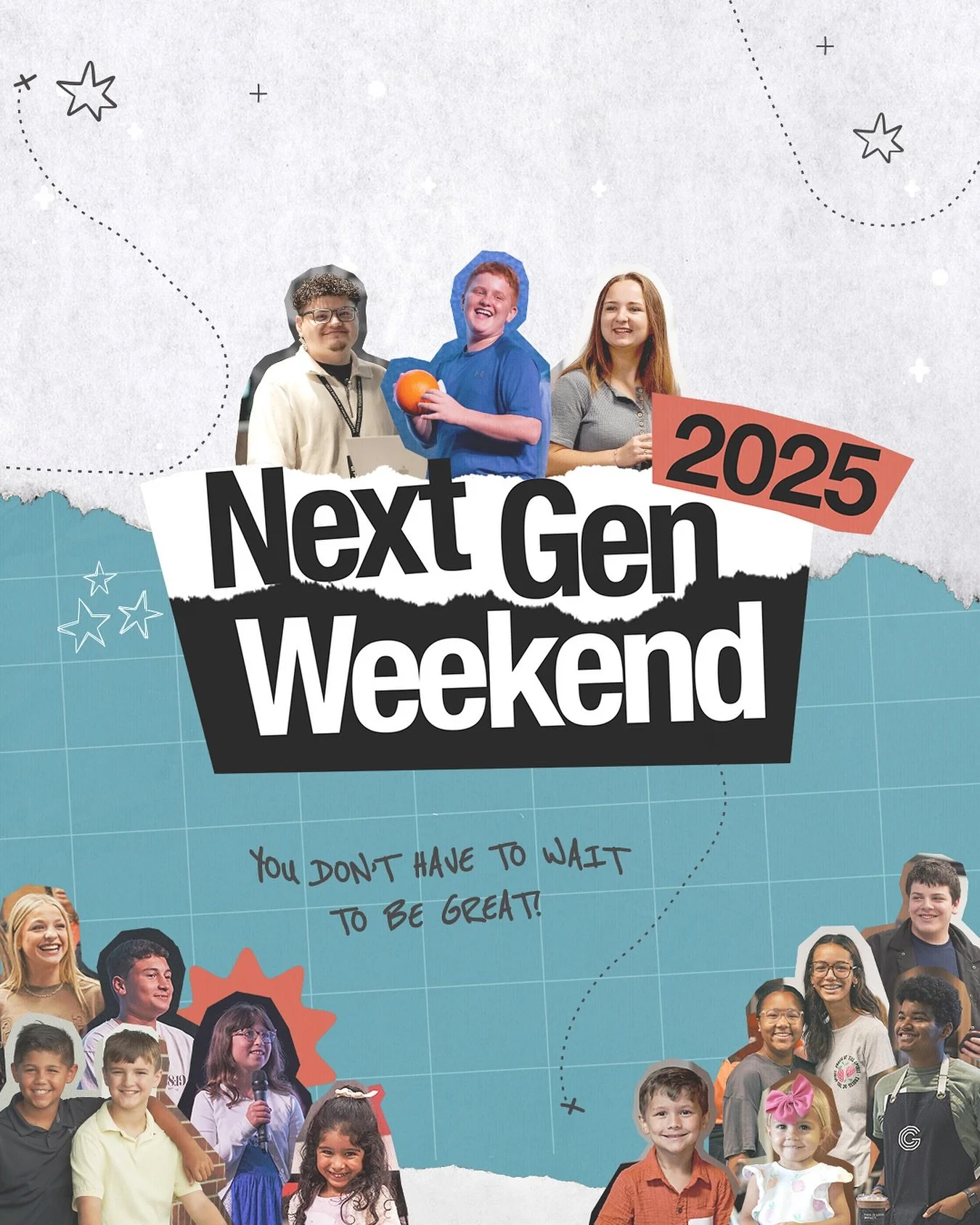 Next Gen Weekend is here!! Join us for our special service led by our very one Next Gen!! We can&rsquo;t wait to see you at 9:15am, 11am, and 12:30pm! 🥳🙌
