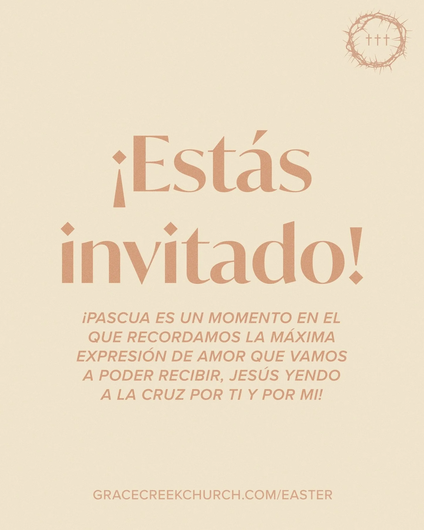 Est&aacute;s invitado! Acomp&aacute;&ntilde;anos para nuestros servicios de Pascua! Ser&aacute; un servicio especial en el que recordaremos el gran sacrificio que Jes&uacute;s hizo por ti y por mi.