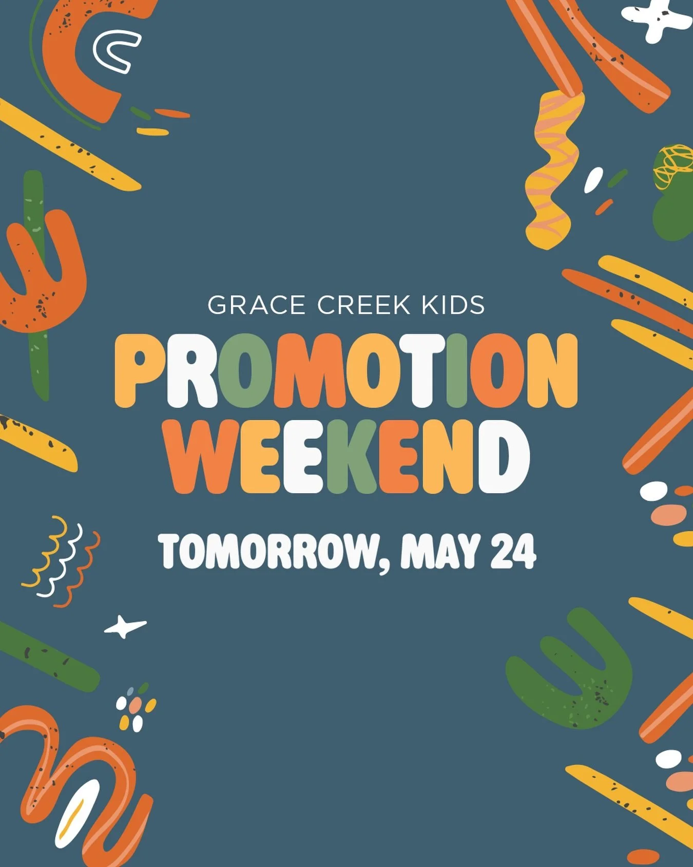 Hey, Grace Creek Kids&rsquo; Parents! Promotion Weekend is happening tomorrow! We are so excited for these next steps for our kiddos and incoming students! 🥳