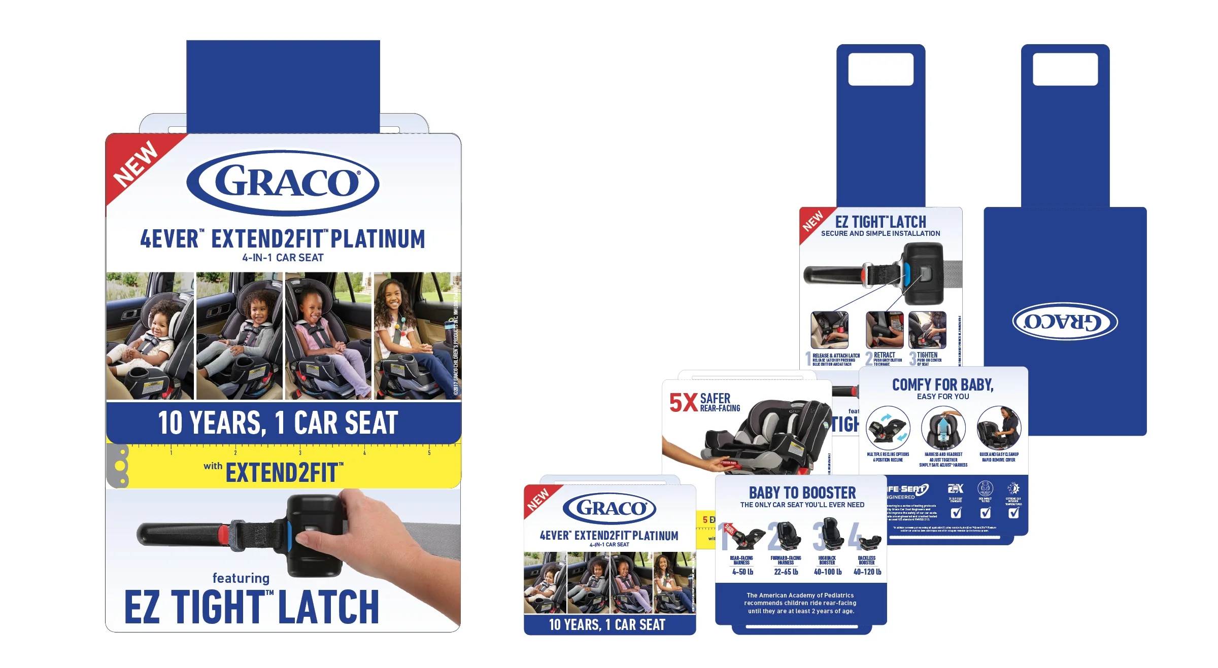 4EVER Extend2fit Platinum 4-in-1 Car Seat featuring EZ Tight Latch POP